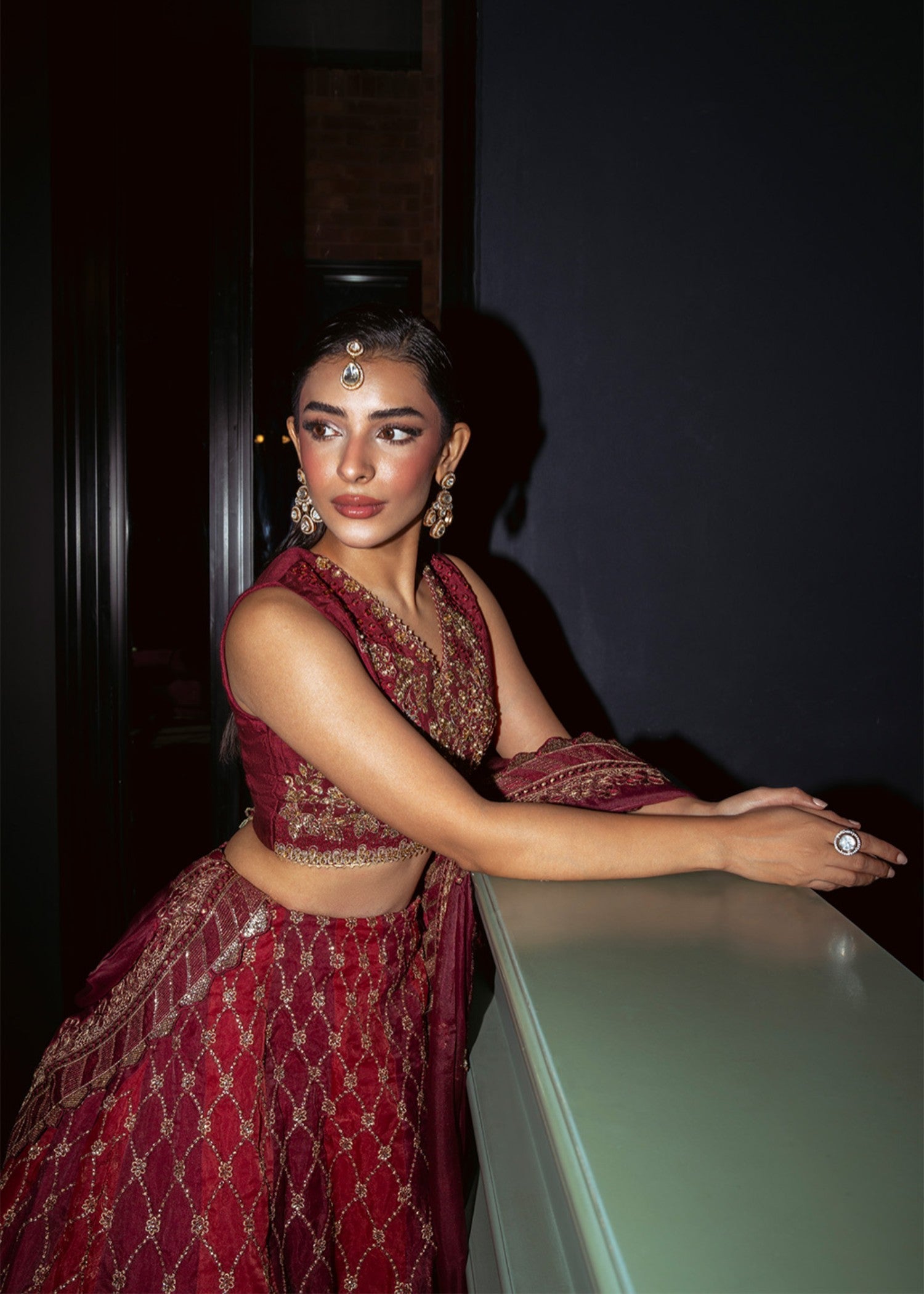 raw silk Lehenga in Maroon