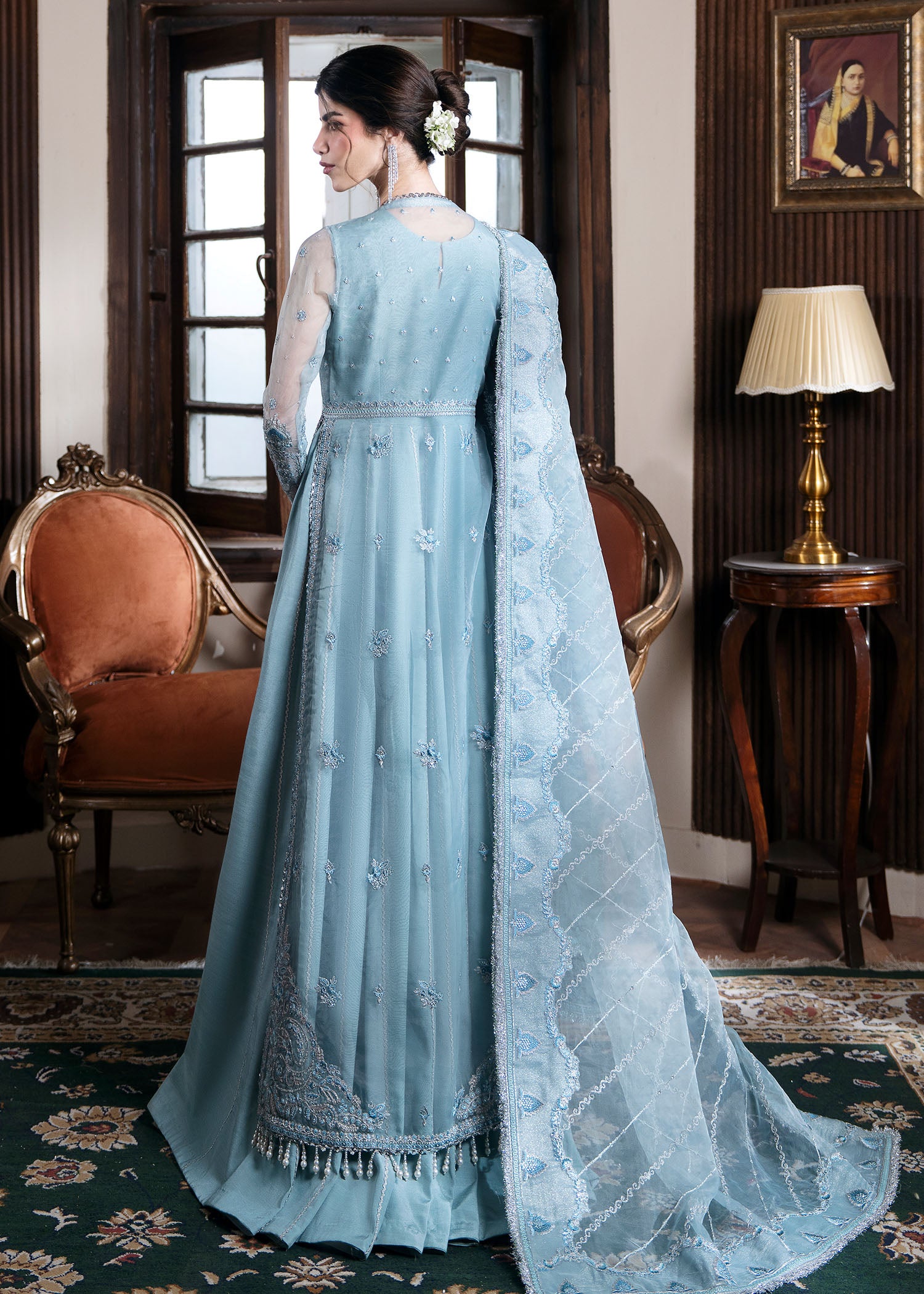 organza Gown in Ice blue