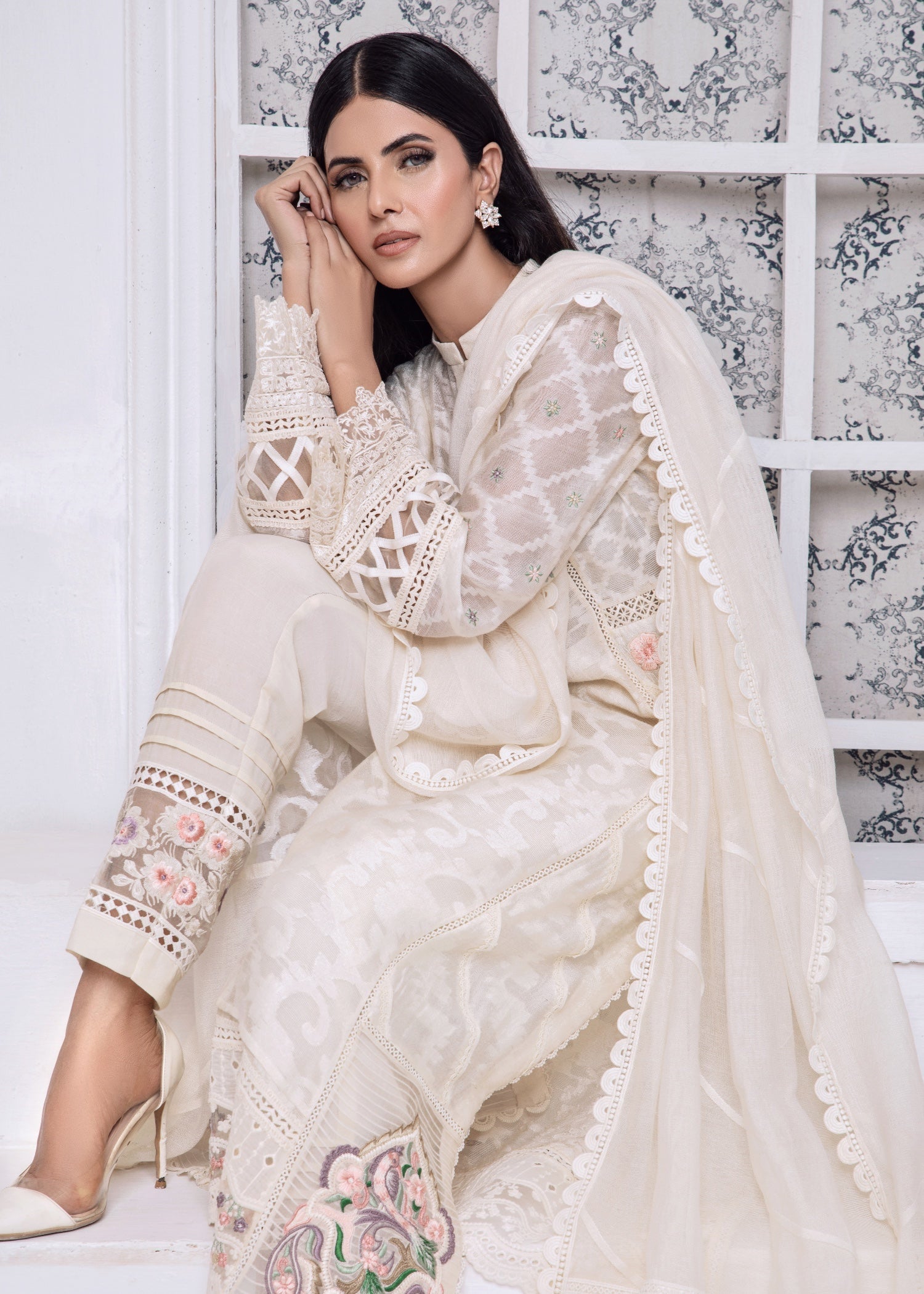 organza Kurti in Ivory