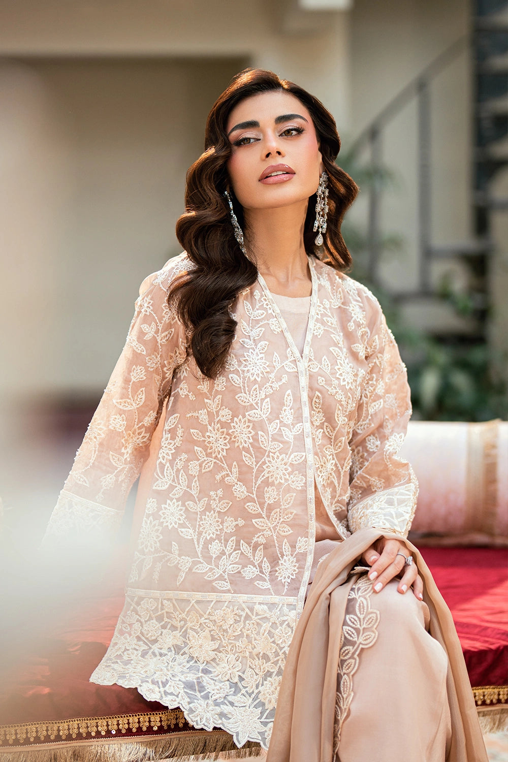 raw silk Kurta Set in Peach pink