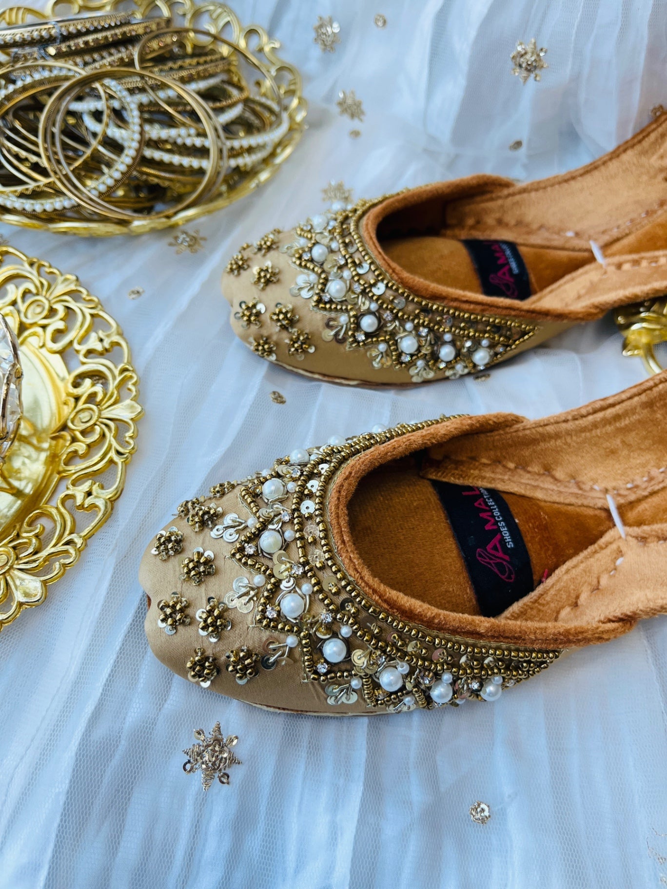 Khussa in Goldenrod by - High Quality Women Khussa JGY2913