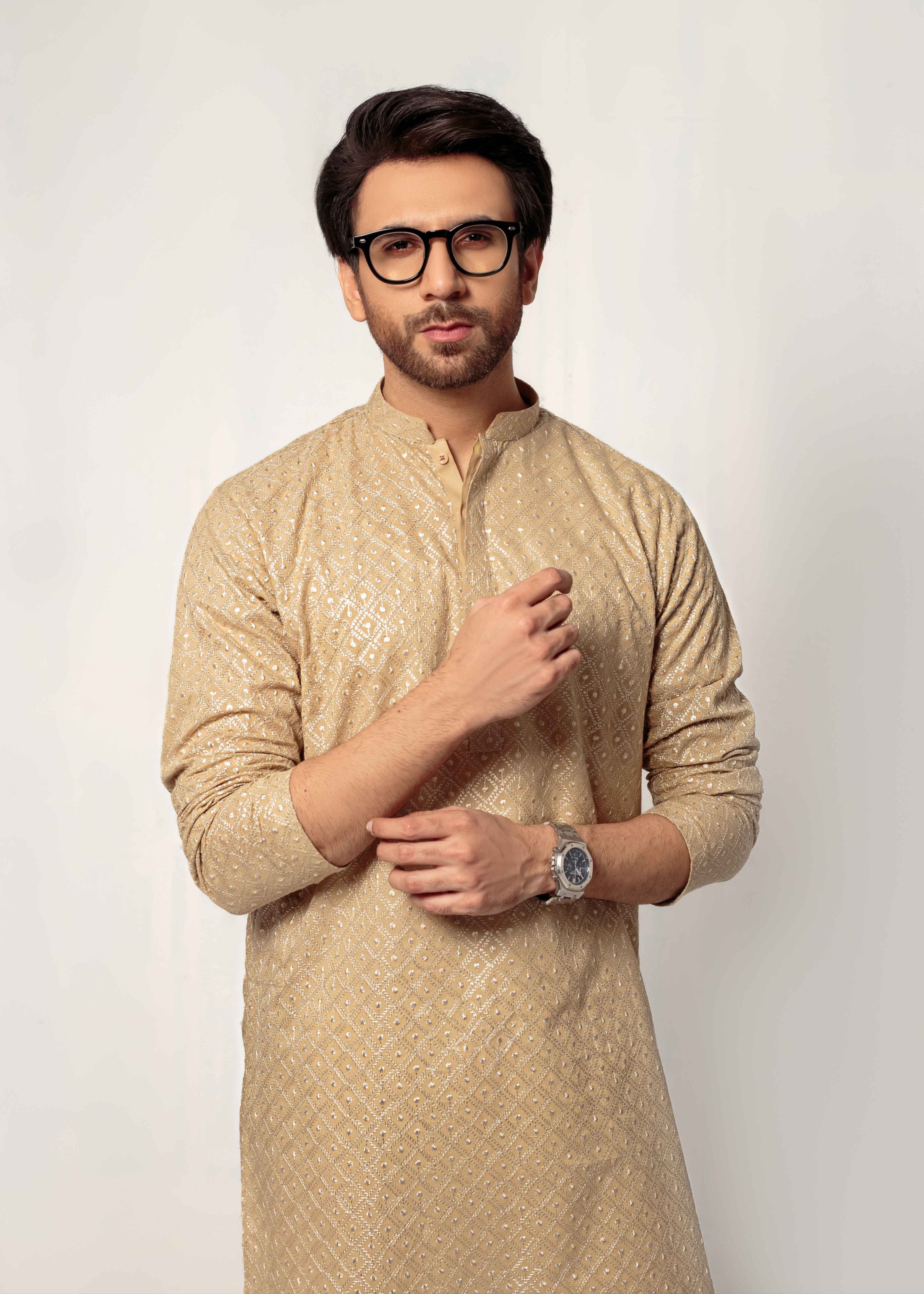 chikankari cotton Kurta in Marigold