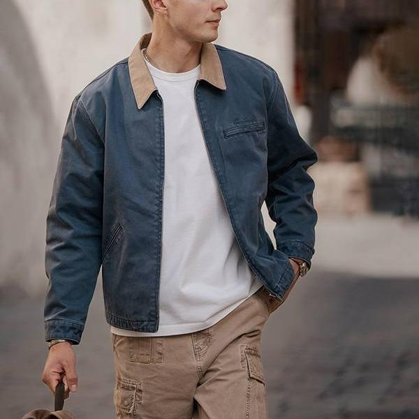 Oversize Washed Vintage Detroit Jacket for Men