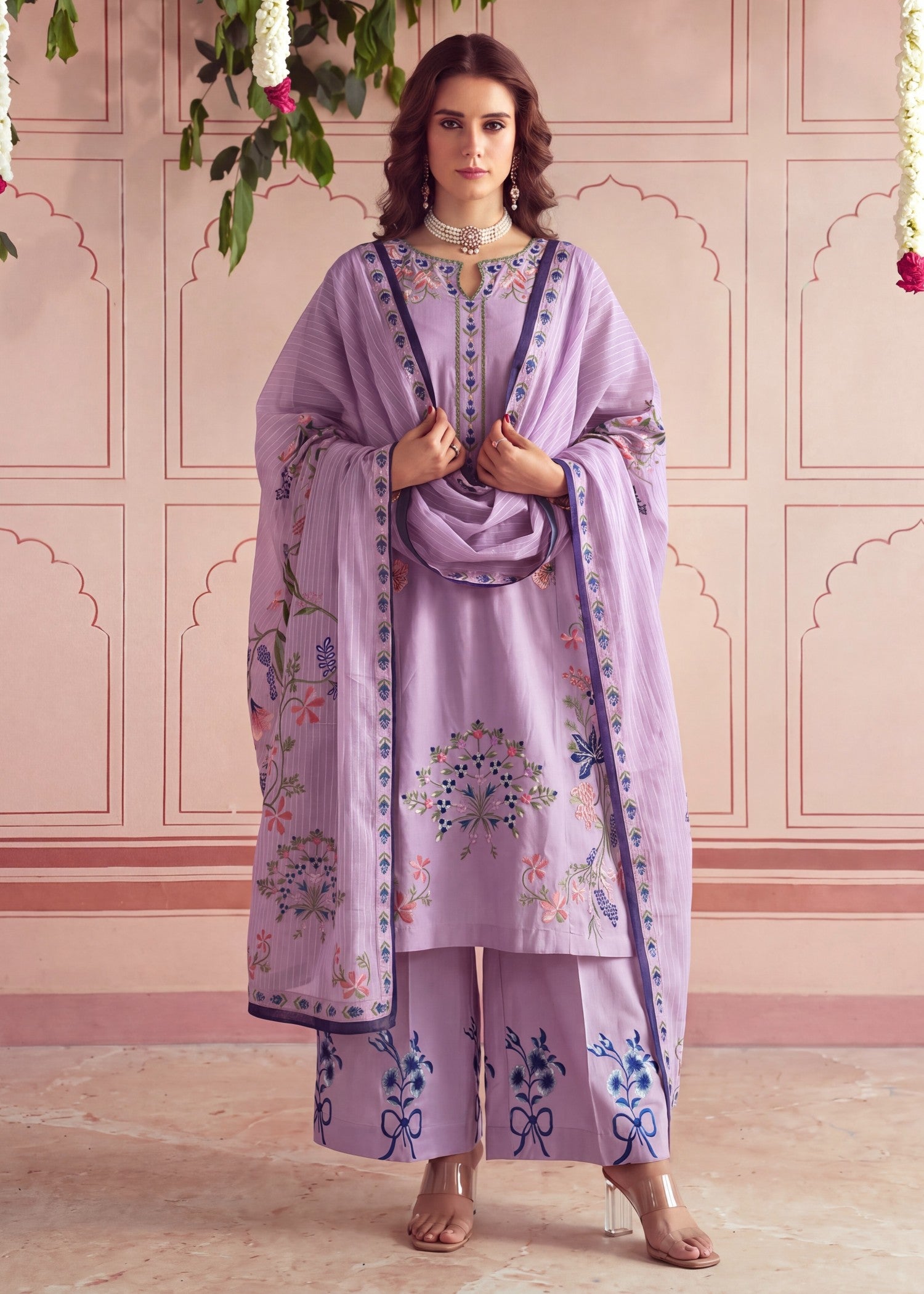 lawn Kurta Set in Heathered lilac