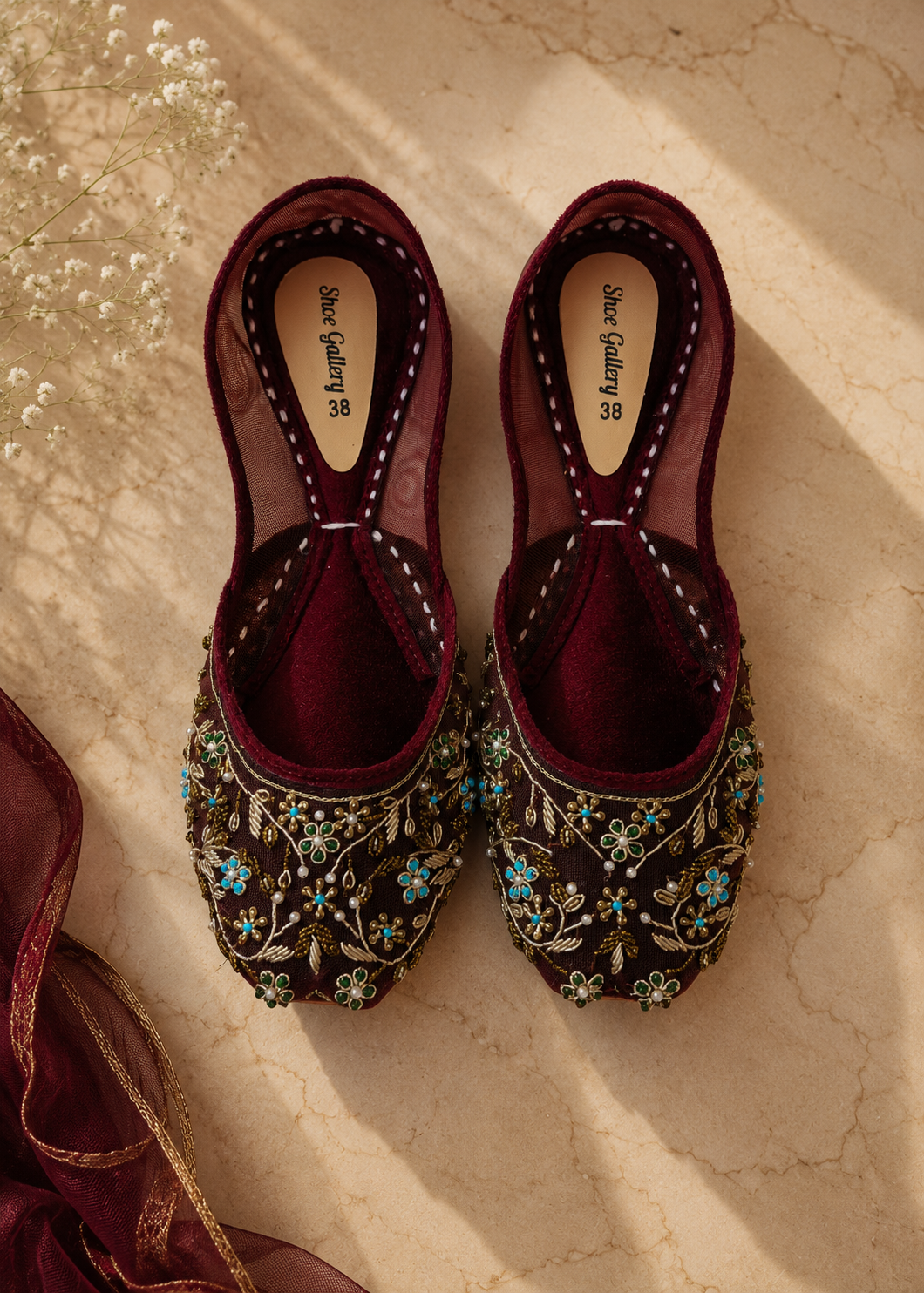 Khussa in Maroon by - High Quality Women Khussa ETT4407