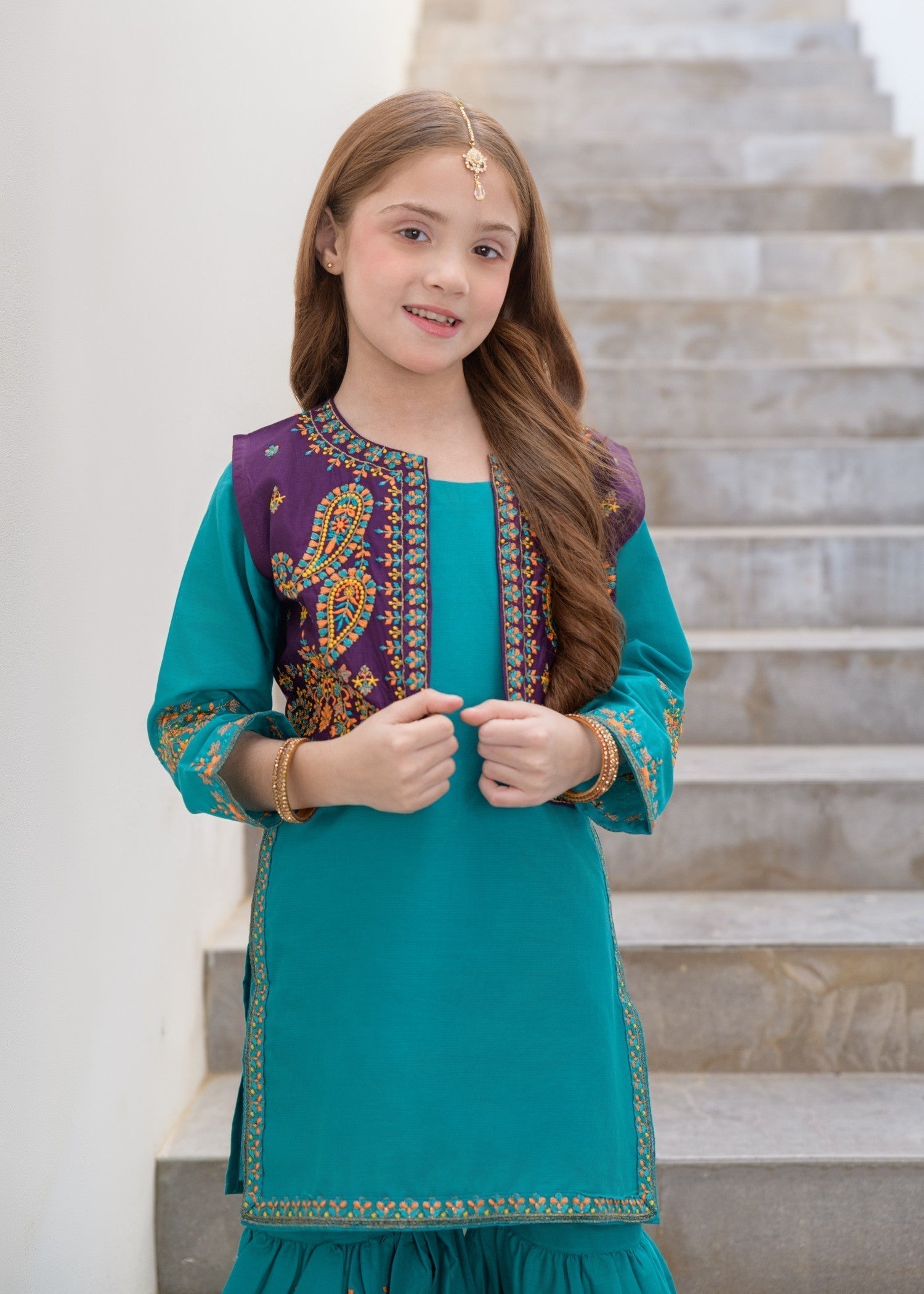 cotton Gharara in Teal