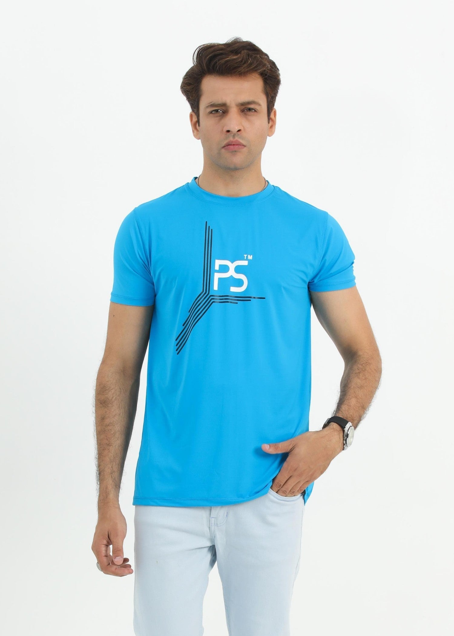 polyester nylon T Shirt in Sky blue