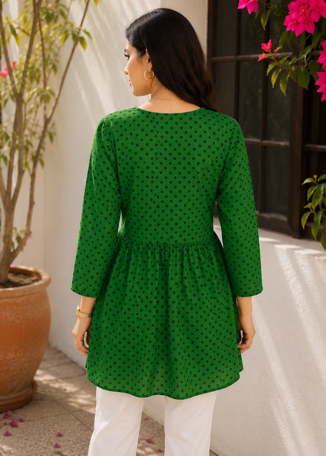 chiffon polyester Tunic in Green
