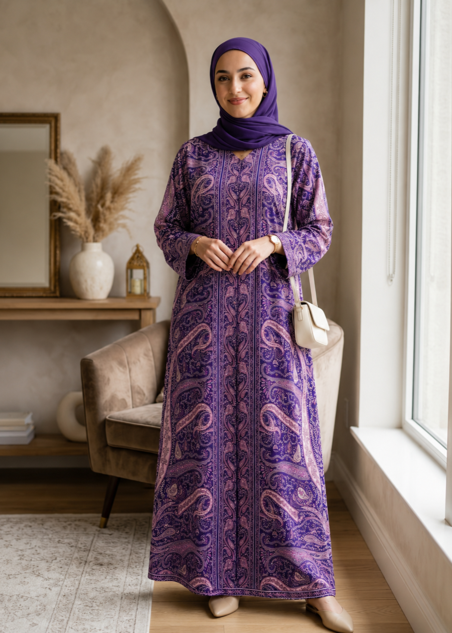 georgette silk Abaya in Purple