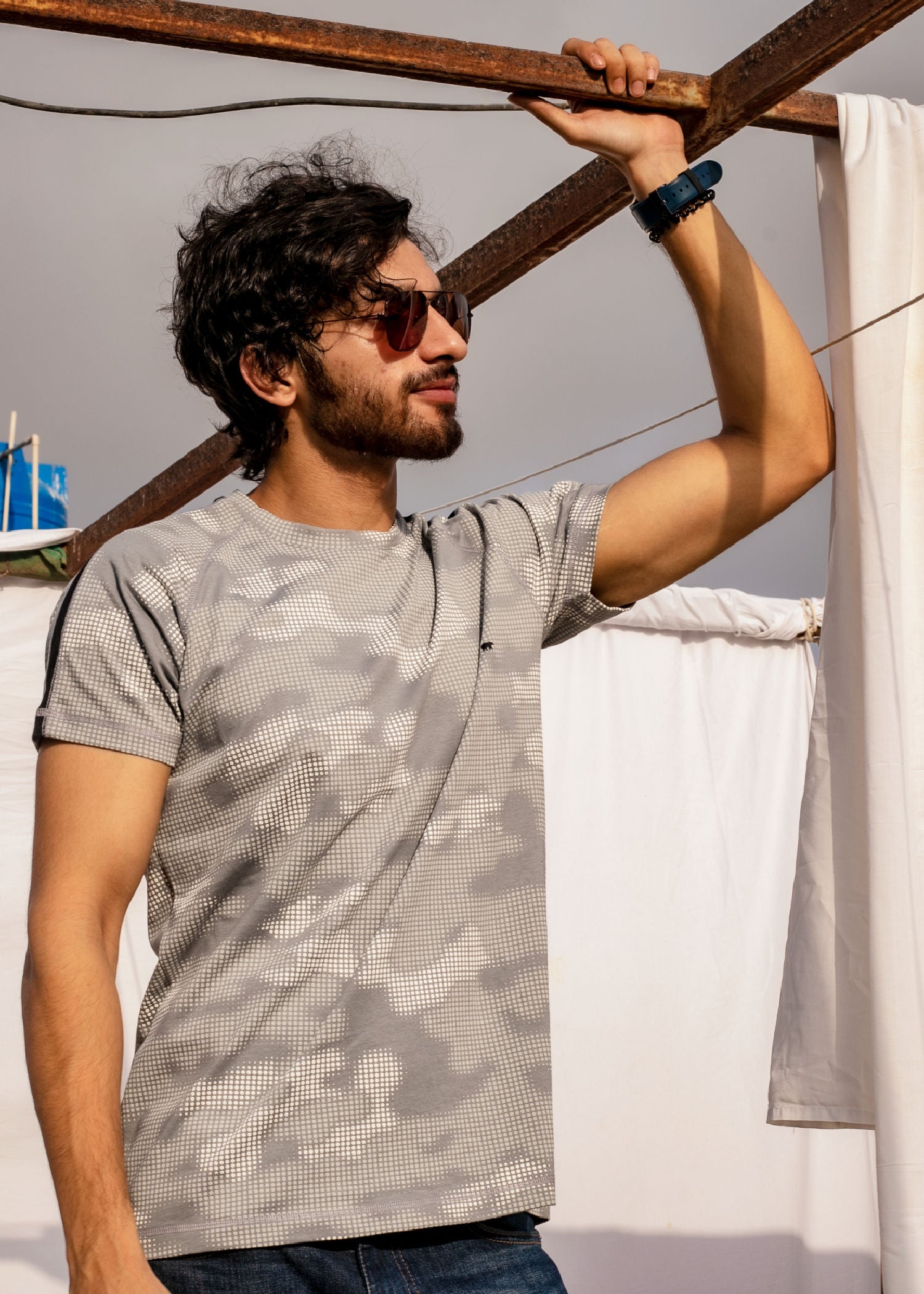 cotton T Shirt in Silver