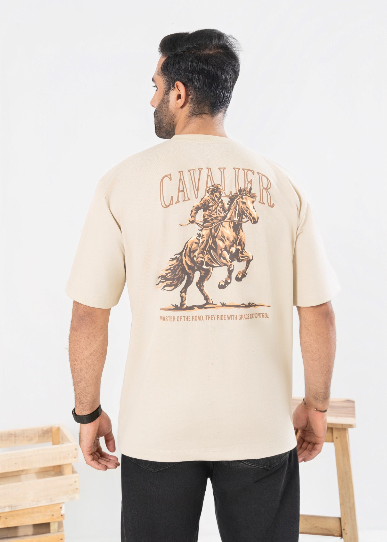 cotton jersey T Shirt in Cream