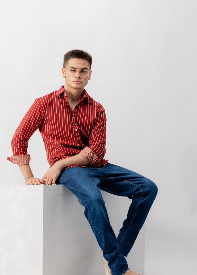 flannel Casual Shirt in Maroon