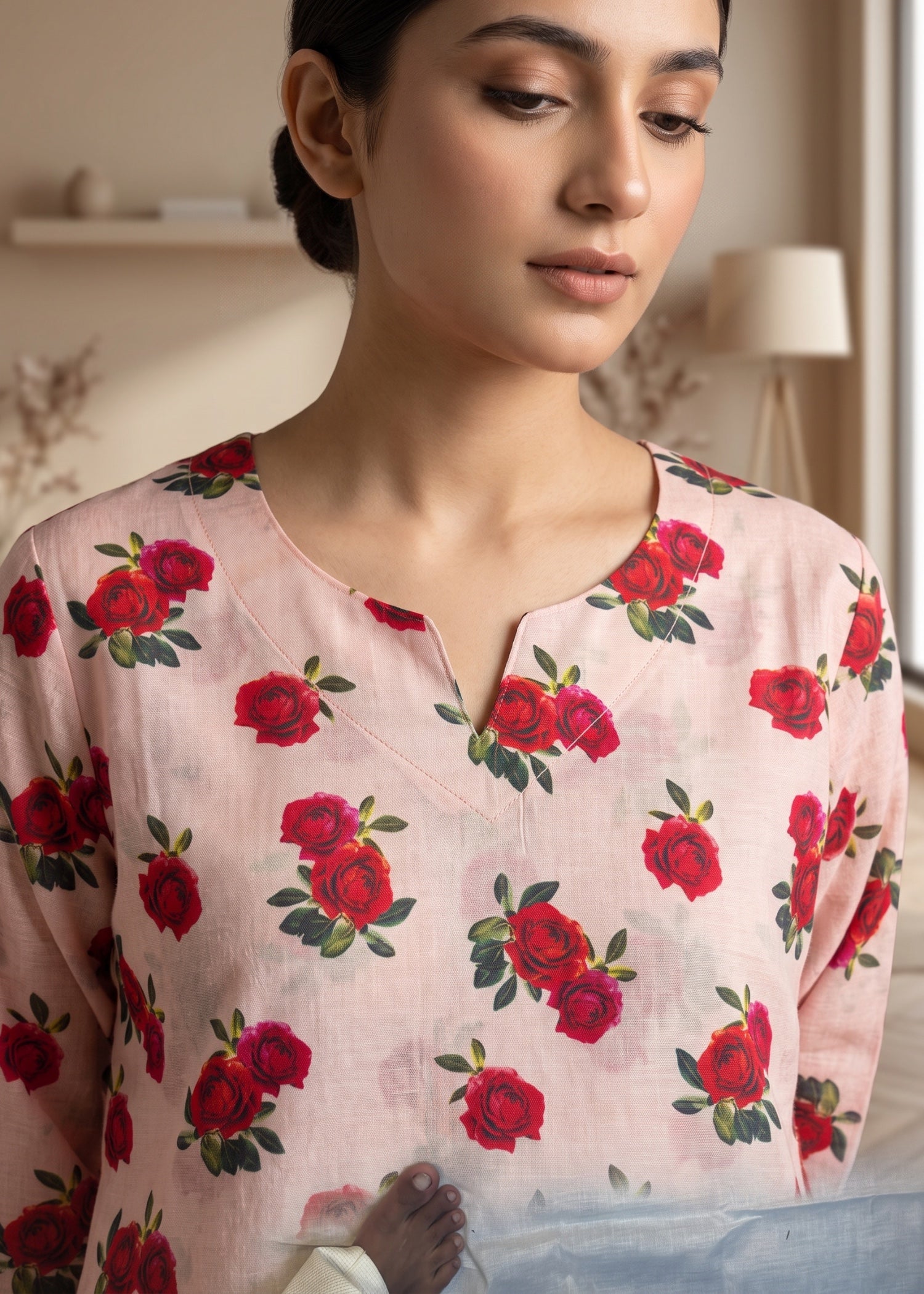 lawn cotton Kurti in Pastel pink