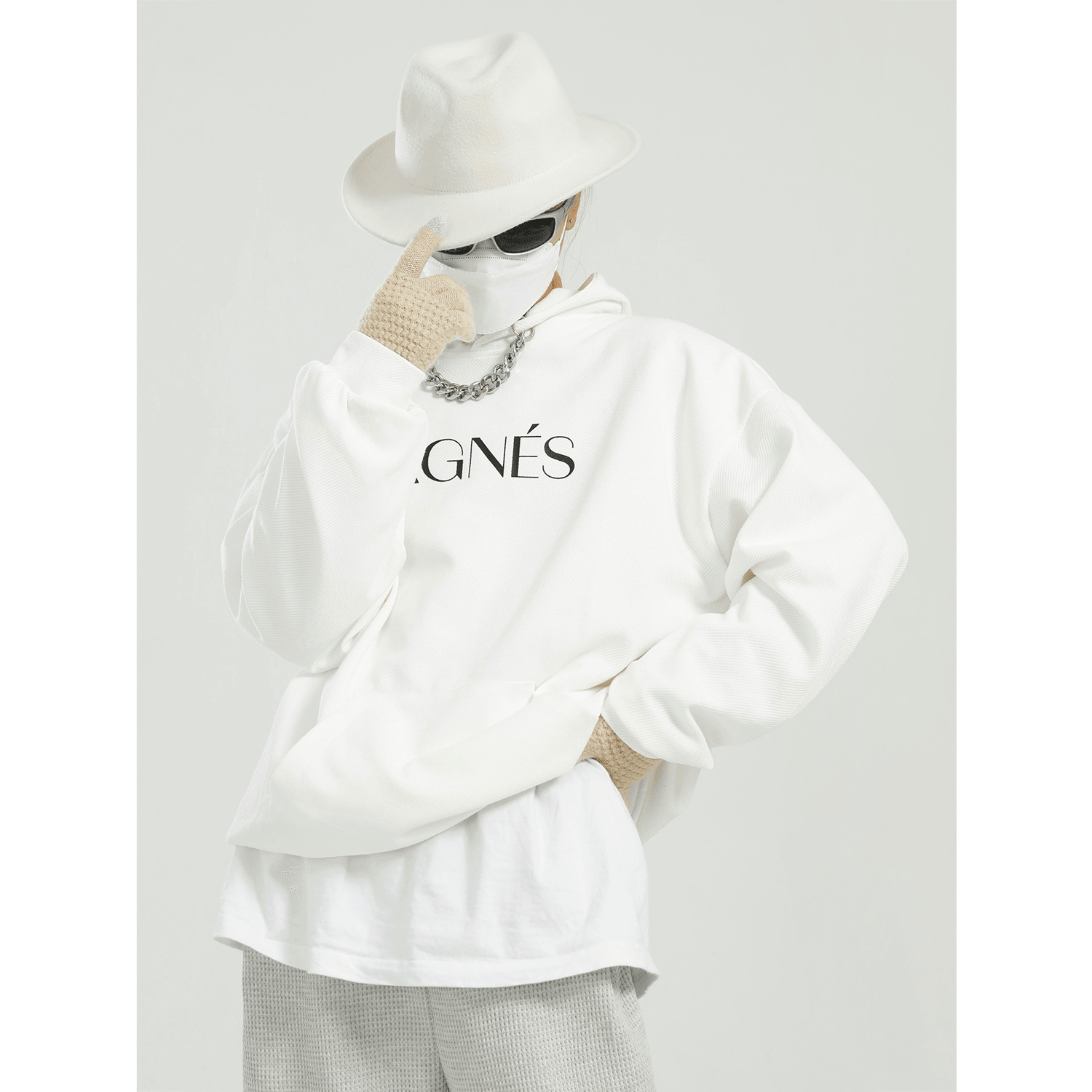 Korean Style Loose Chain Design Sense Wild Letter Couple Hooded Sweater