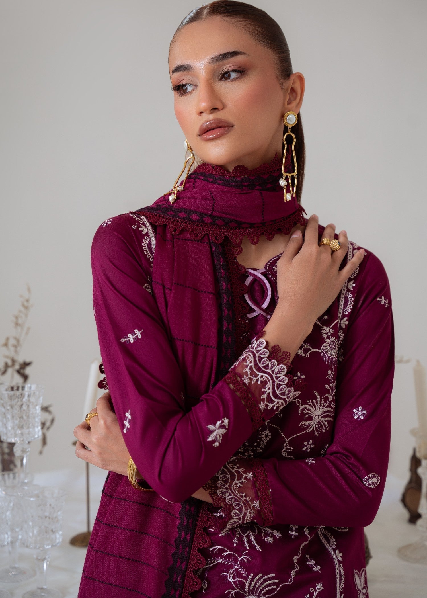linen Unstitched in Burgundy