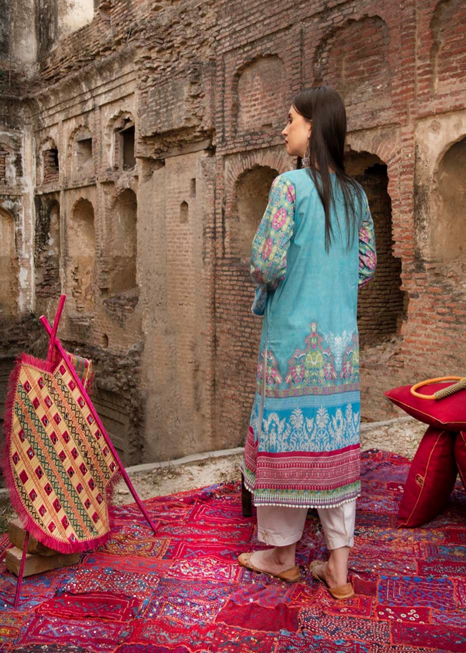 lawn Kurti in Ice blue