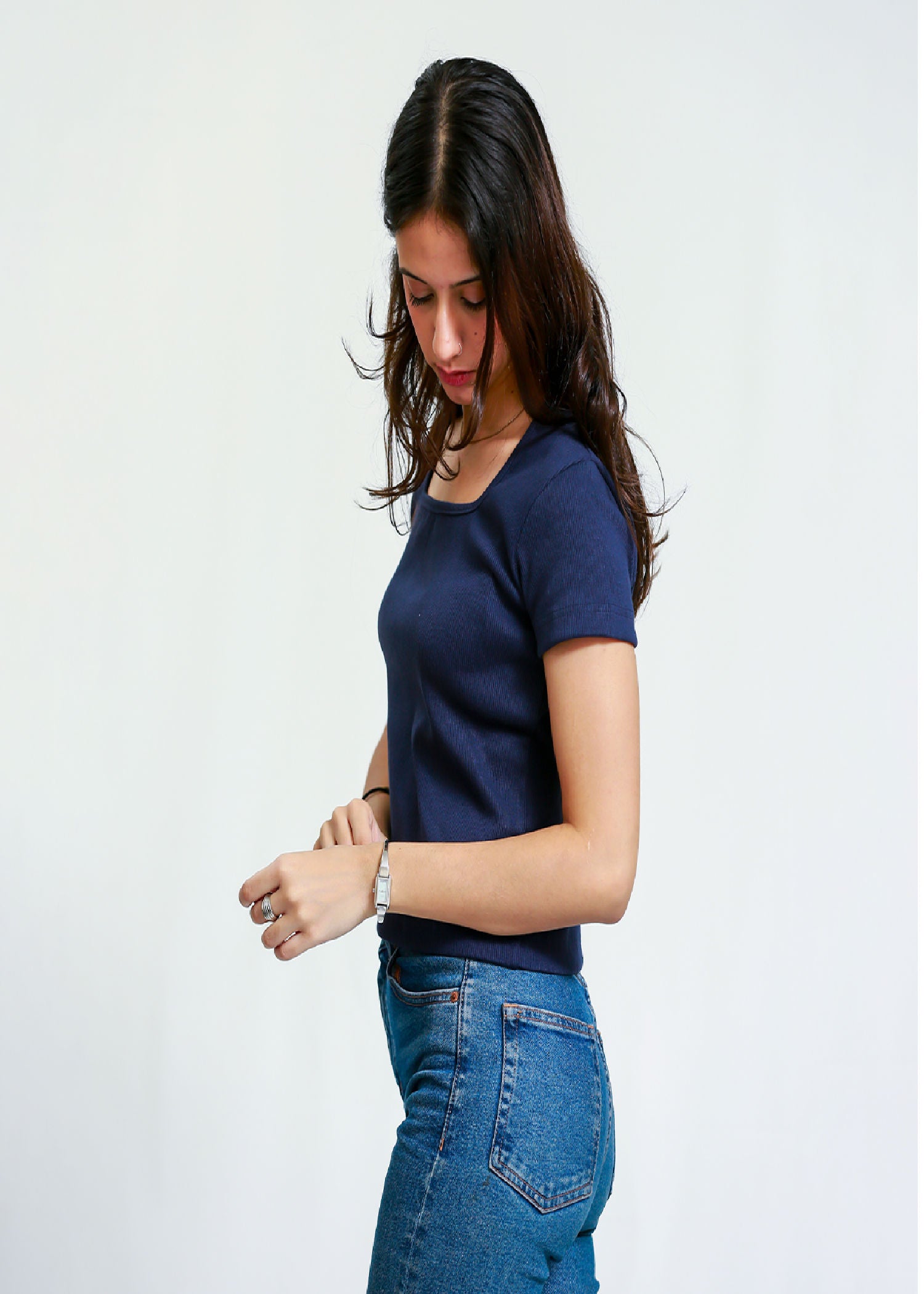 cotton Blouse in Navy blue