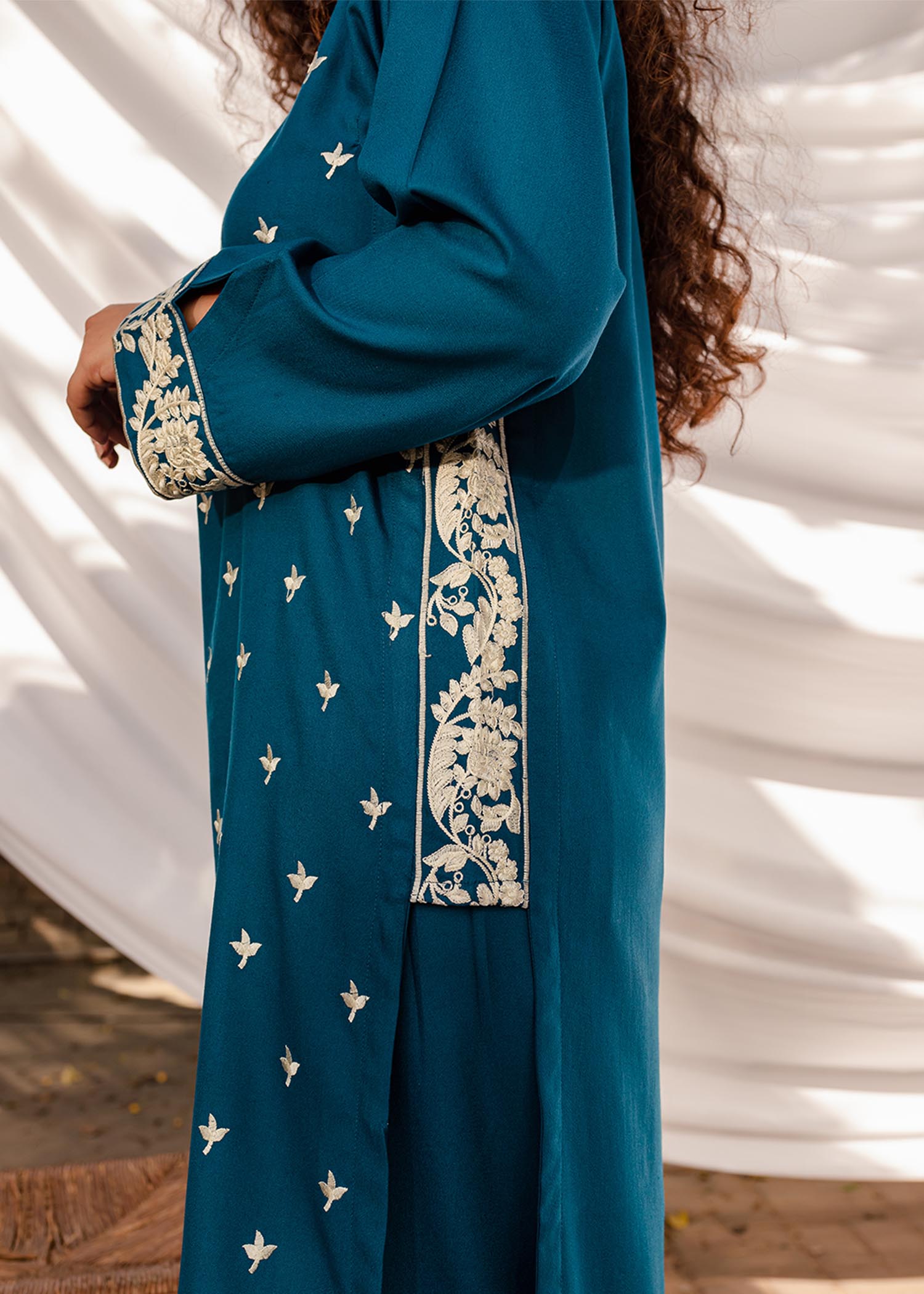 linen Kurta Set in Azure