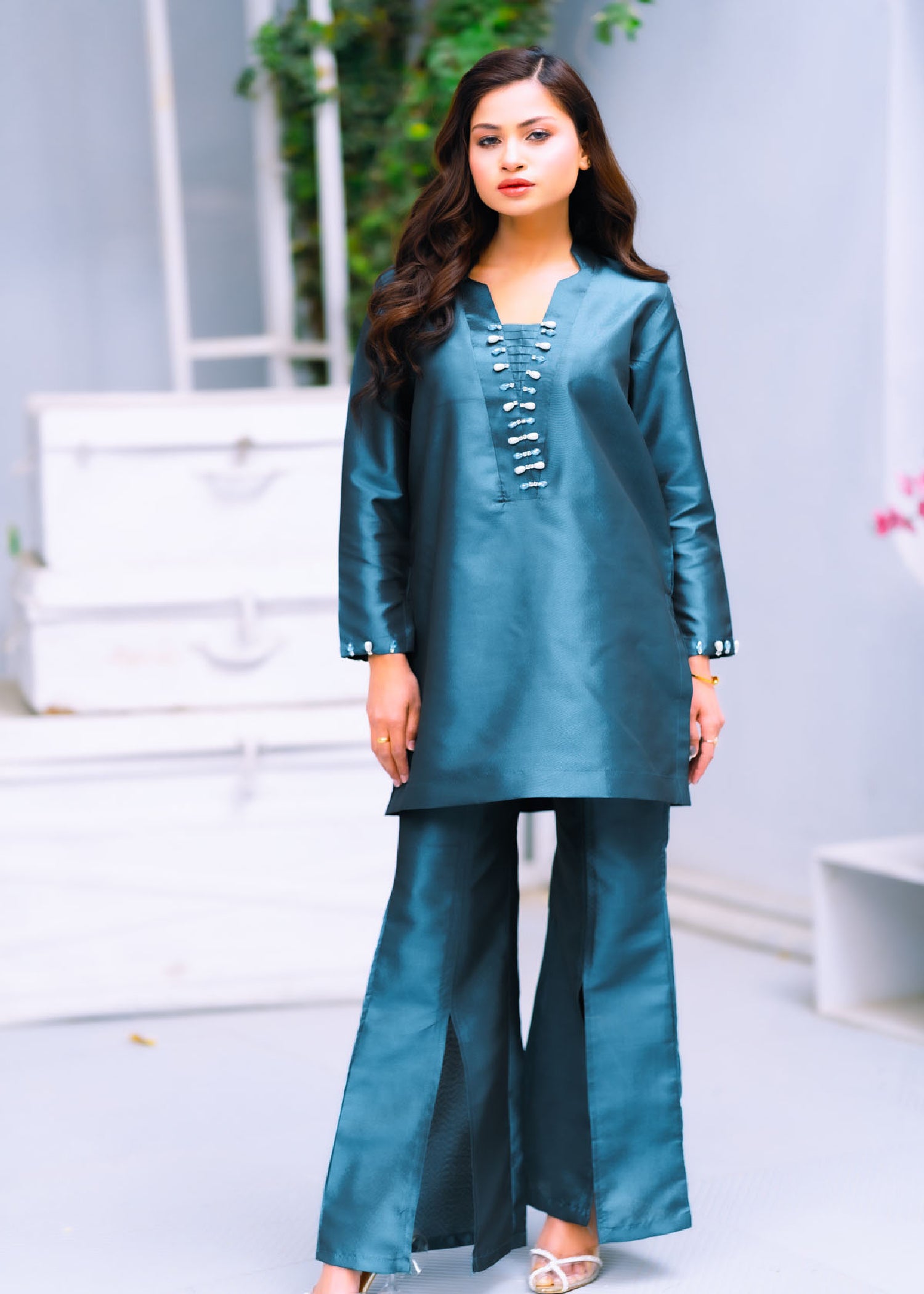 kattan silk Co Ord Sets in Sapphire blue