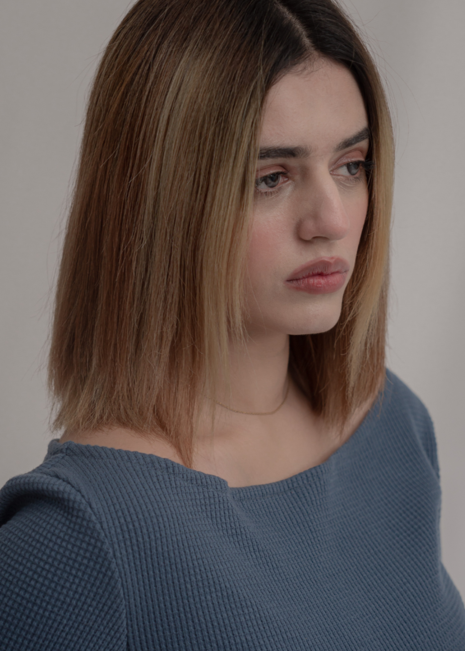 fleece jersey knit Top in Steal grey