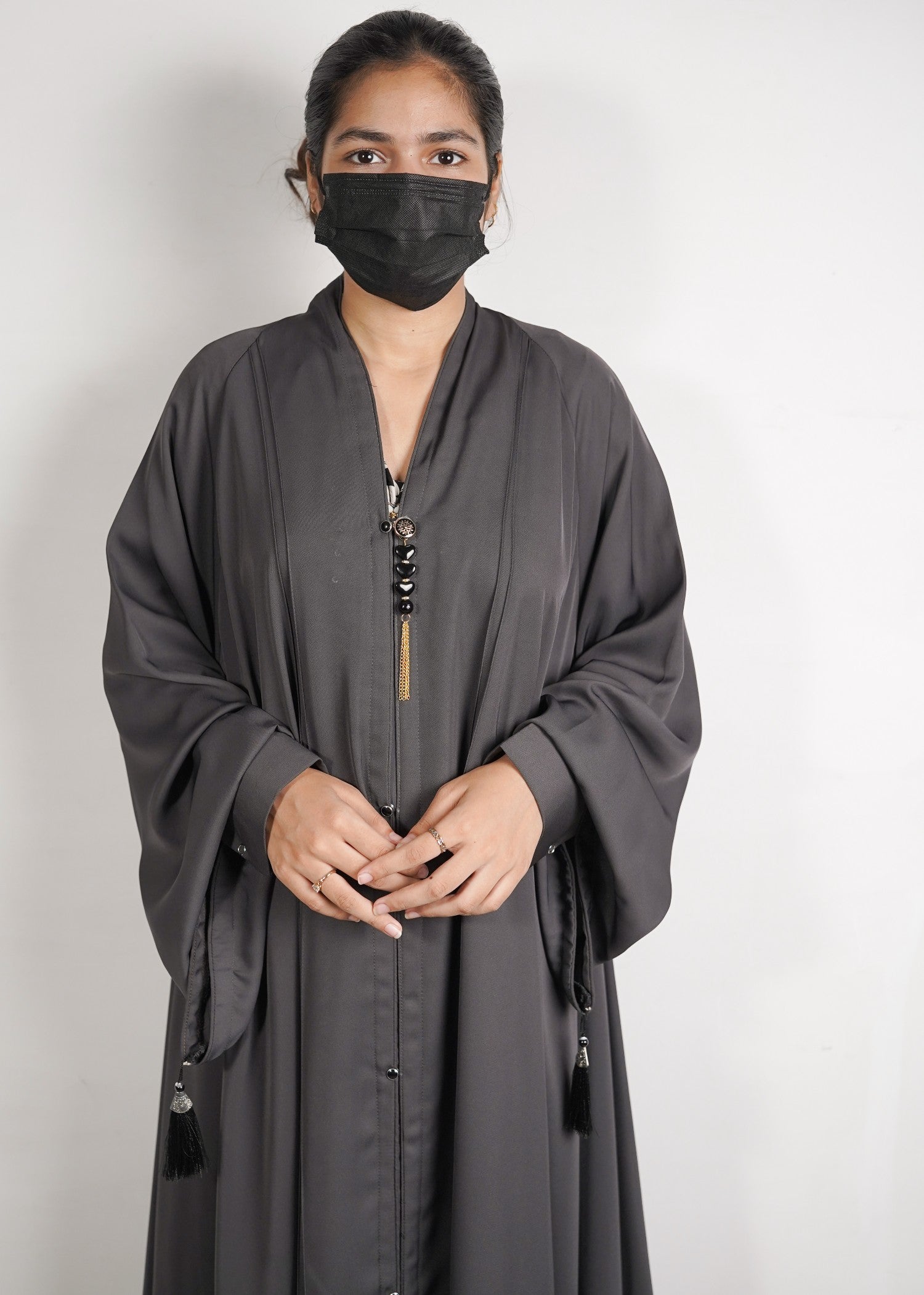 georgette silk Abaya in Grey