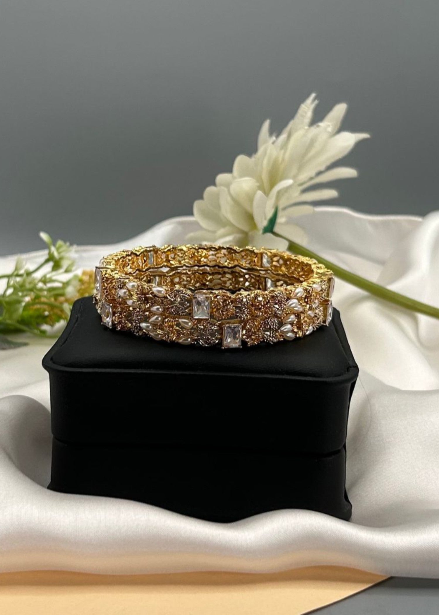 Bangles in Pearl white Color by - Trendy Women Bangles UQW7399