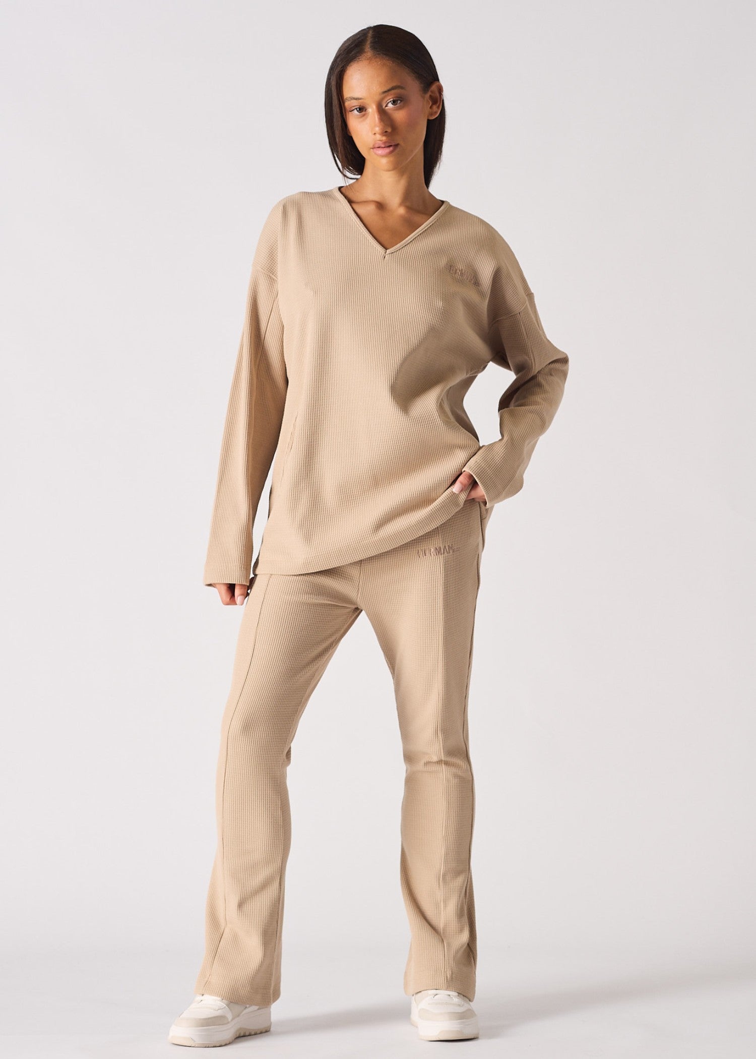 polyester Sweatshirt in Beige
