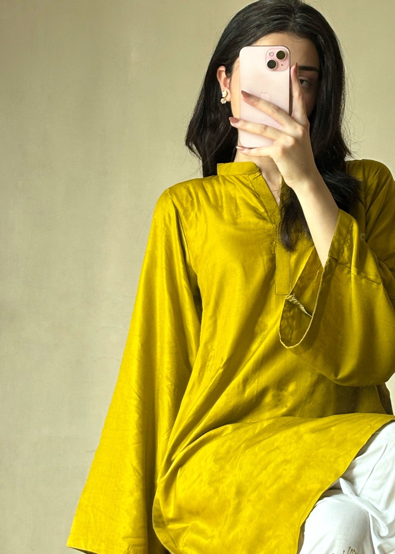 arabic lawn Kurta Set in Apple green