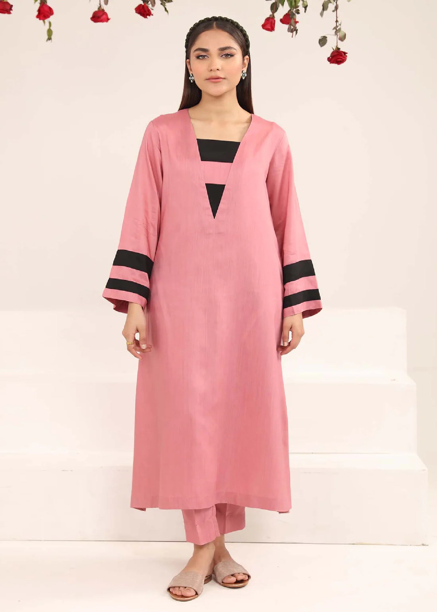 viscose Kurta Set in Salmon