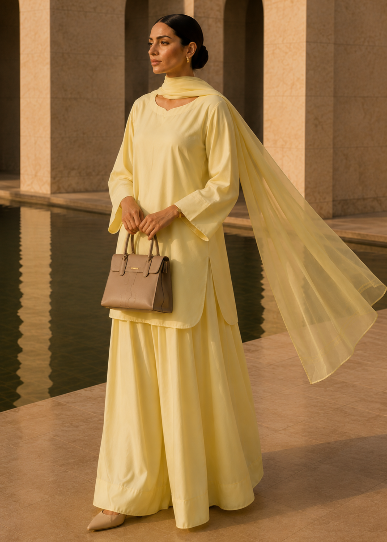 pure cotton Kurta Set in Lemon