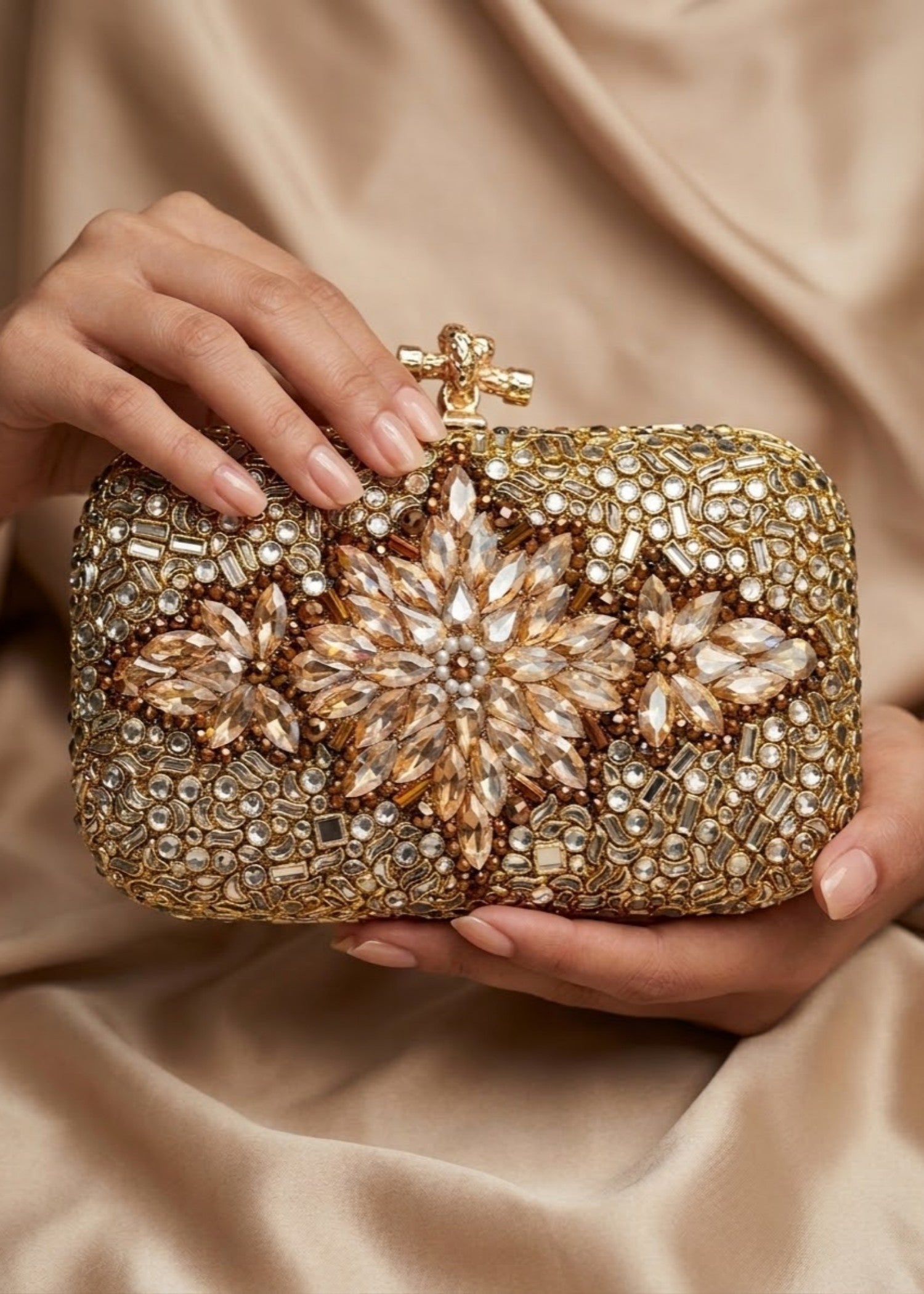 Clutch in Champagne, gold Color by - Trendy Women Clutch ZJC9154