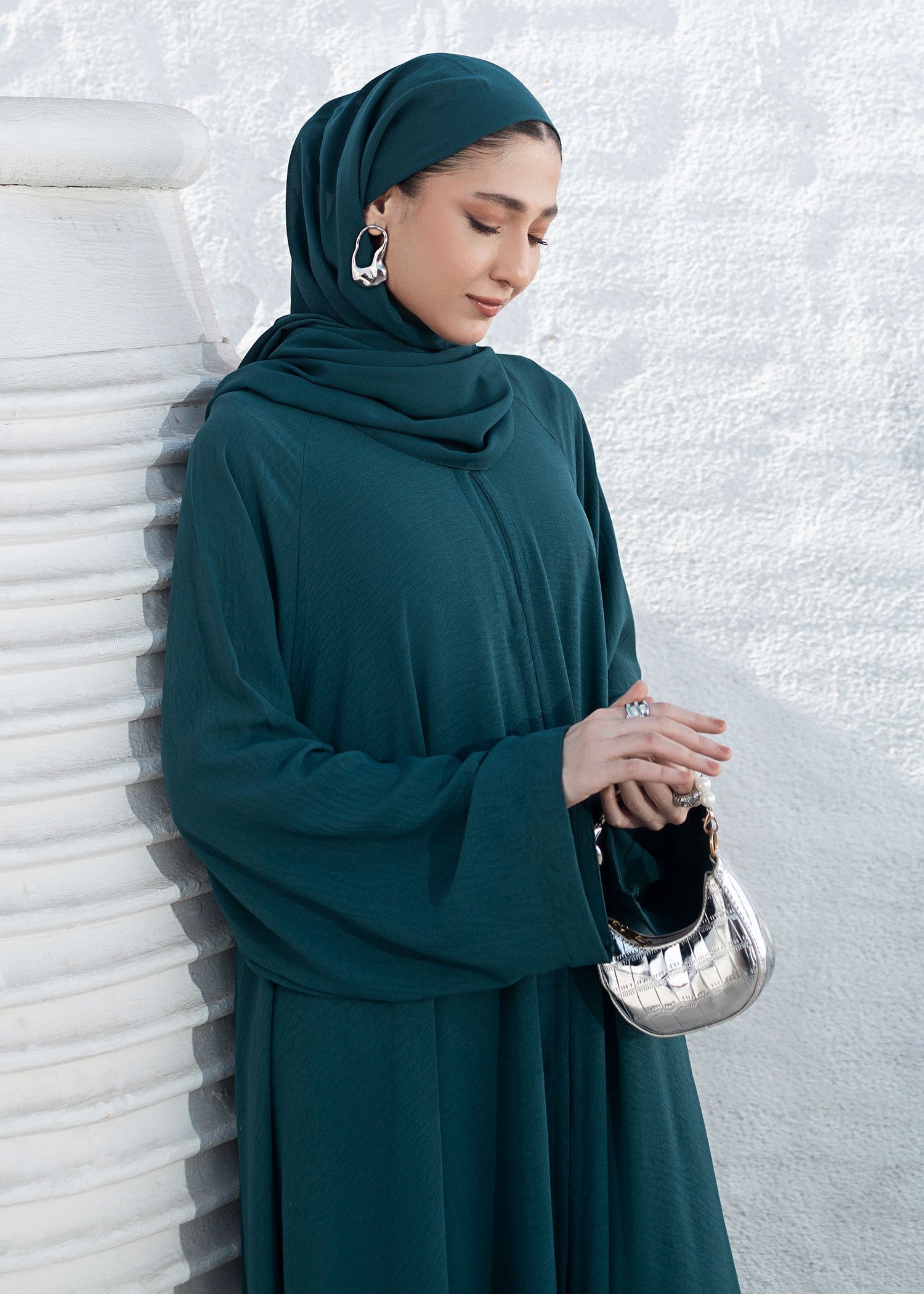 chiffon Abaya in Teal