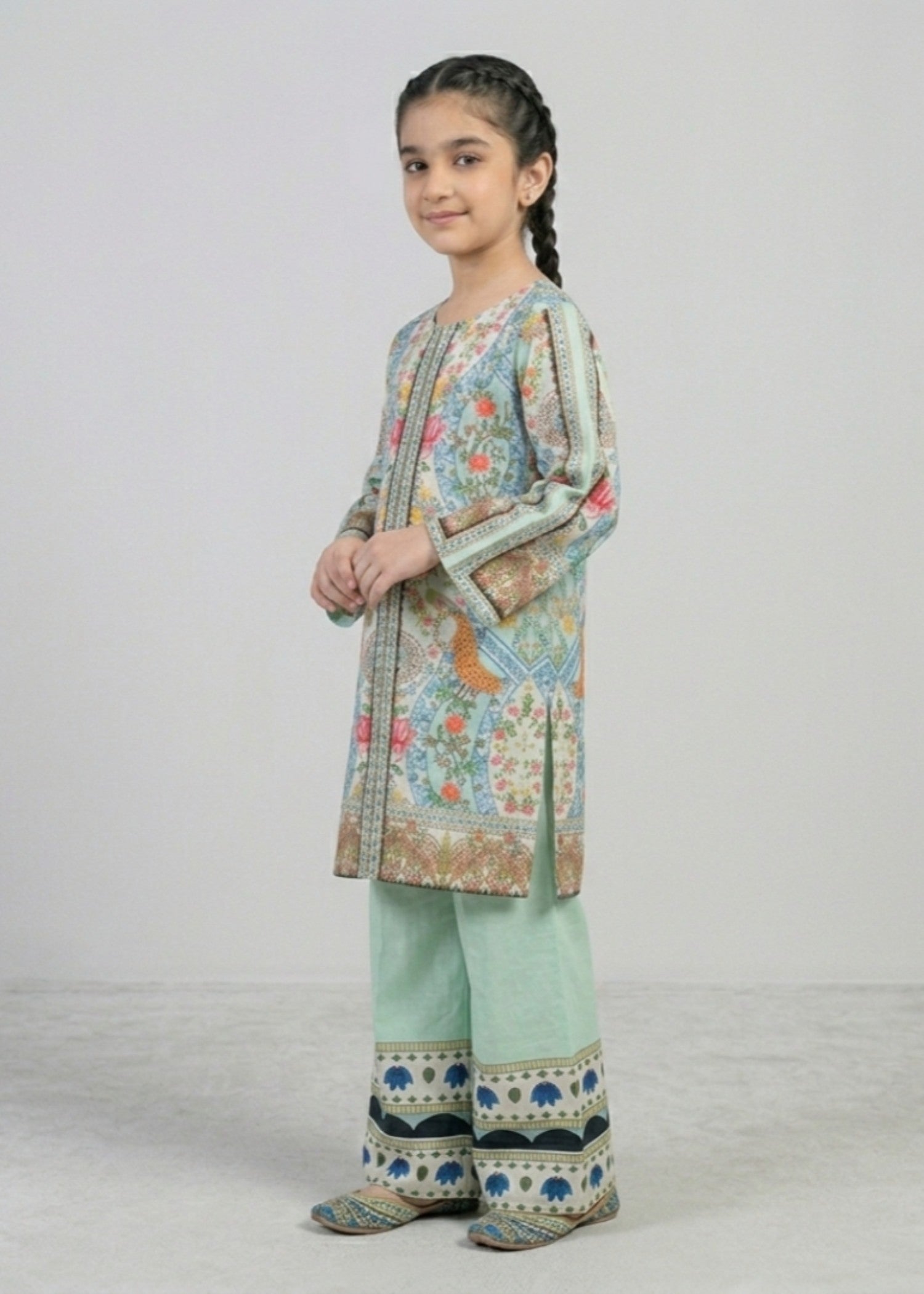 crepe Kurta Set in Mint green