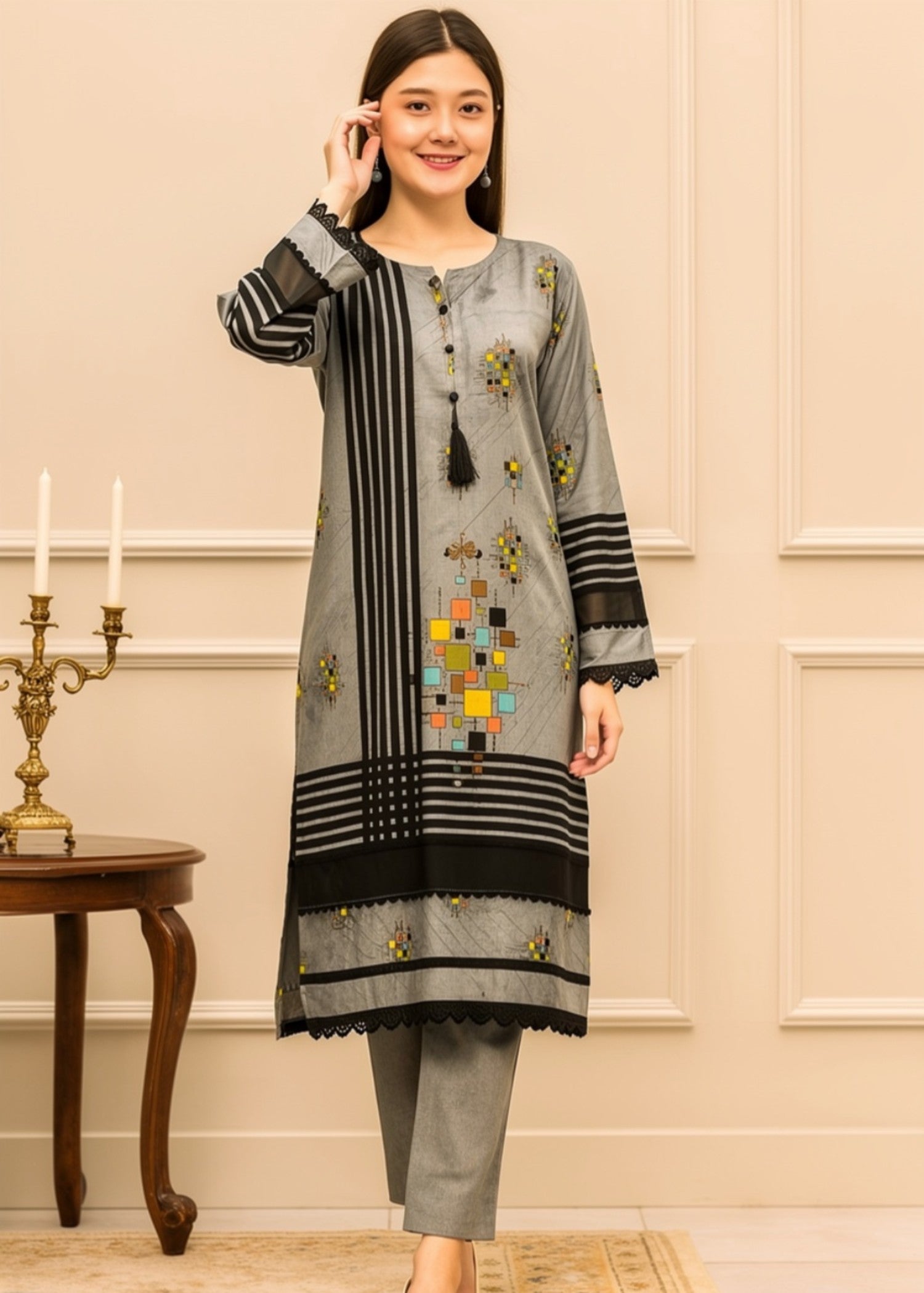 lawn Unstitched in Grey