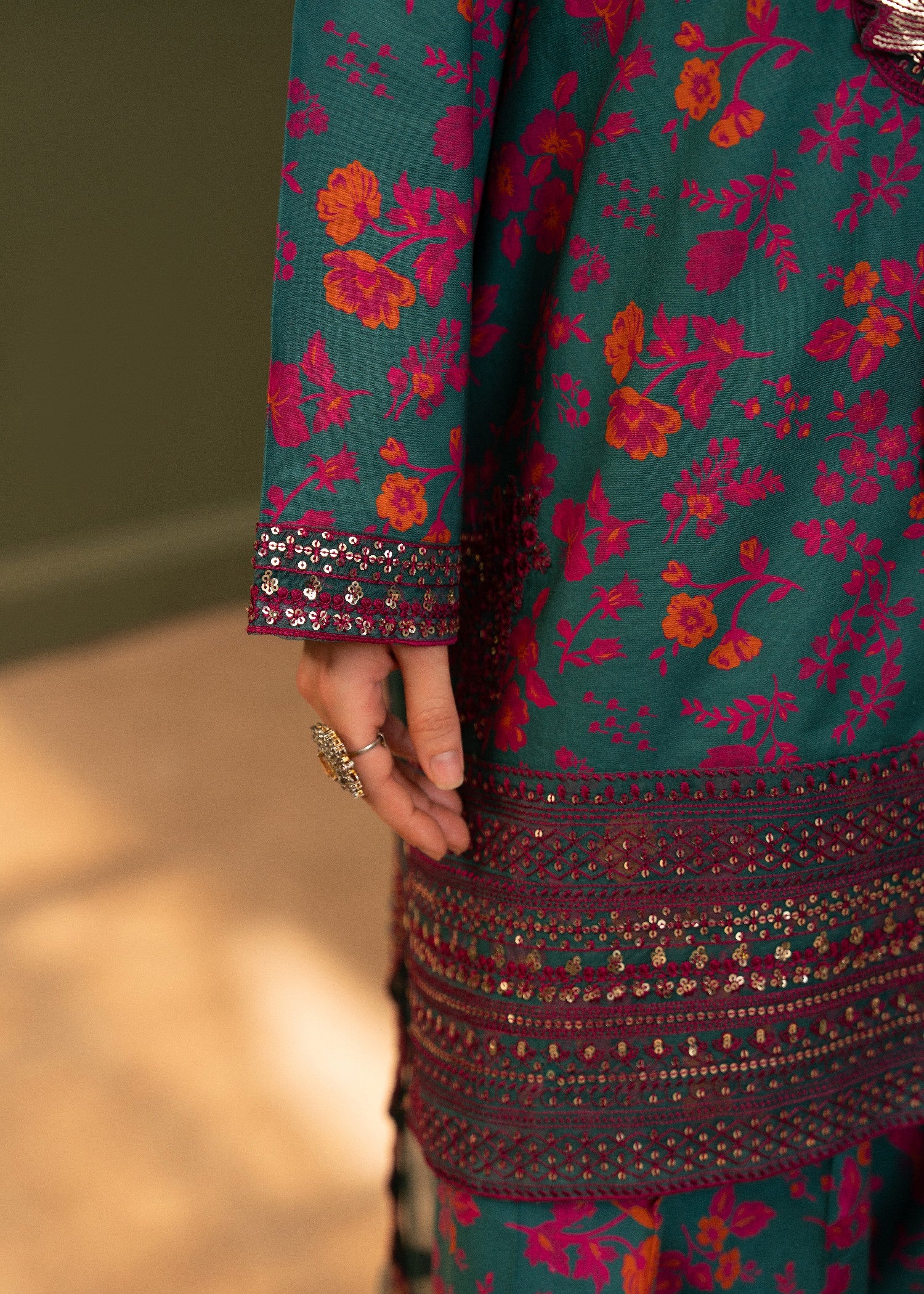 cambric Sharara in Green