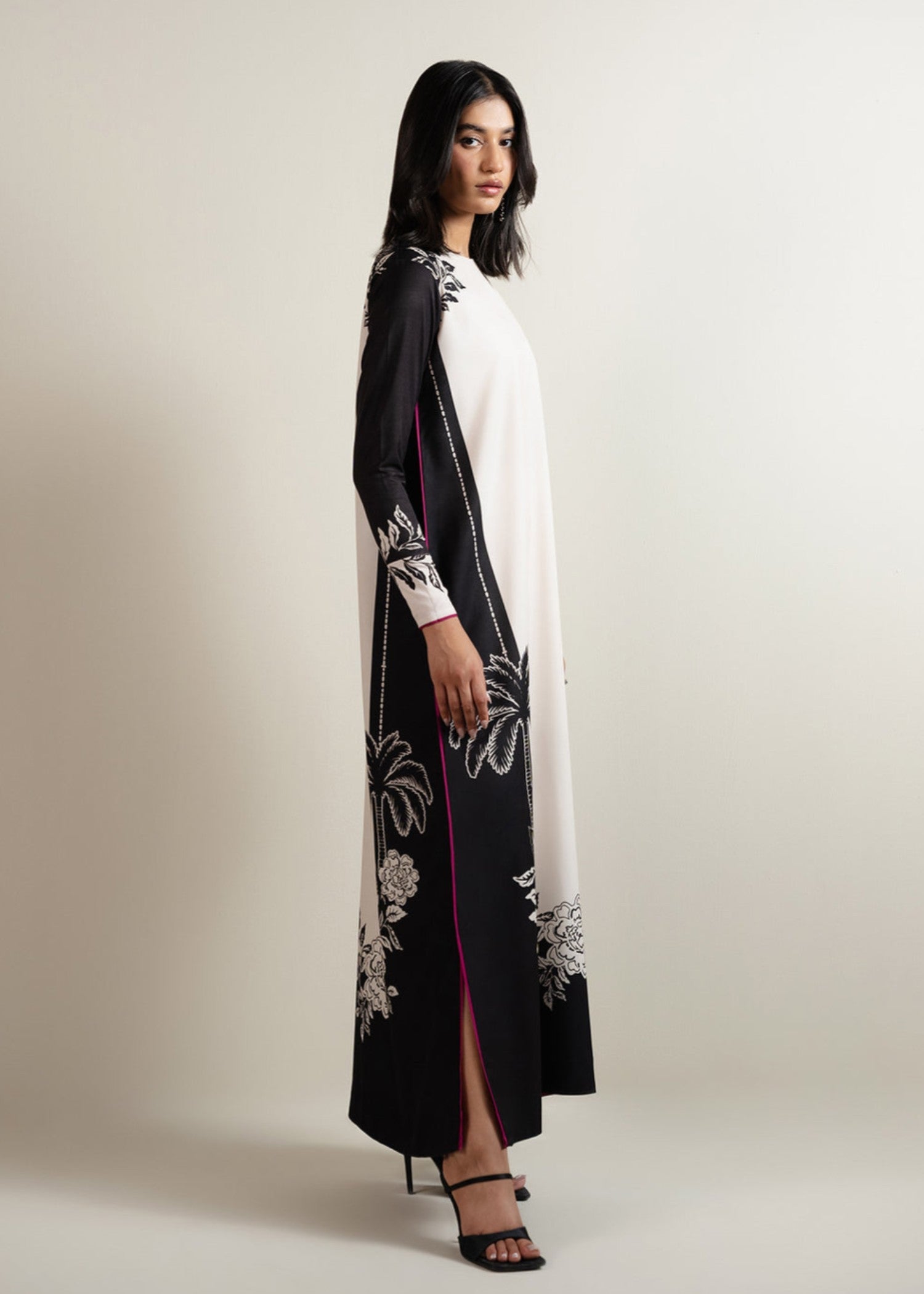 poly lawn Kurta Set in Ink