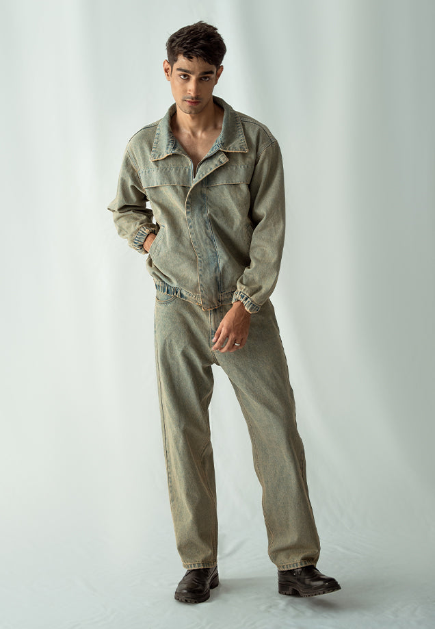 stretch denim Jacket in Light blue
