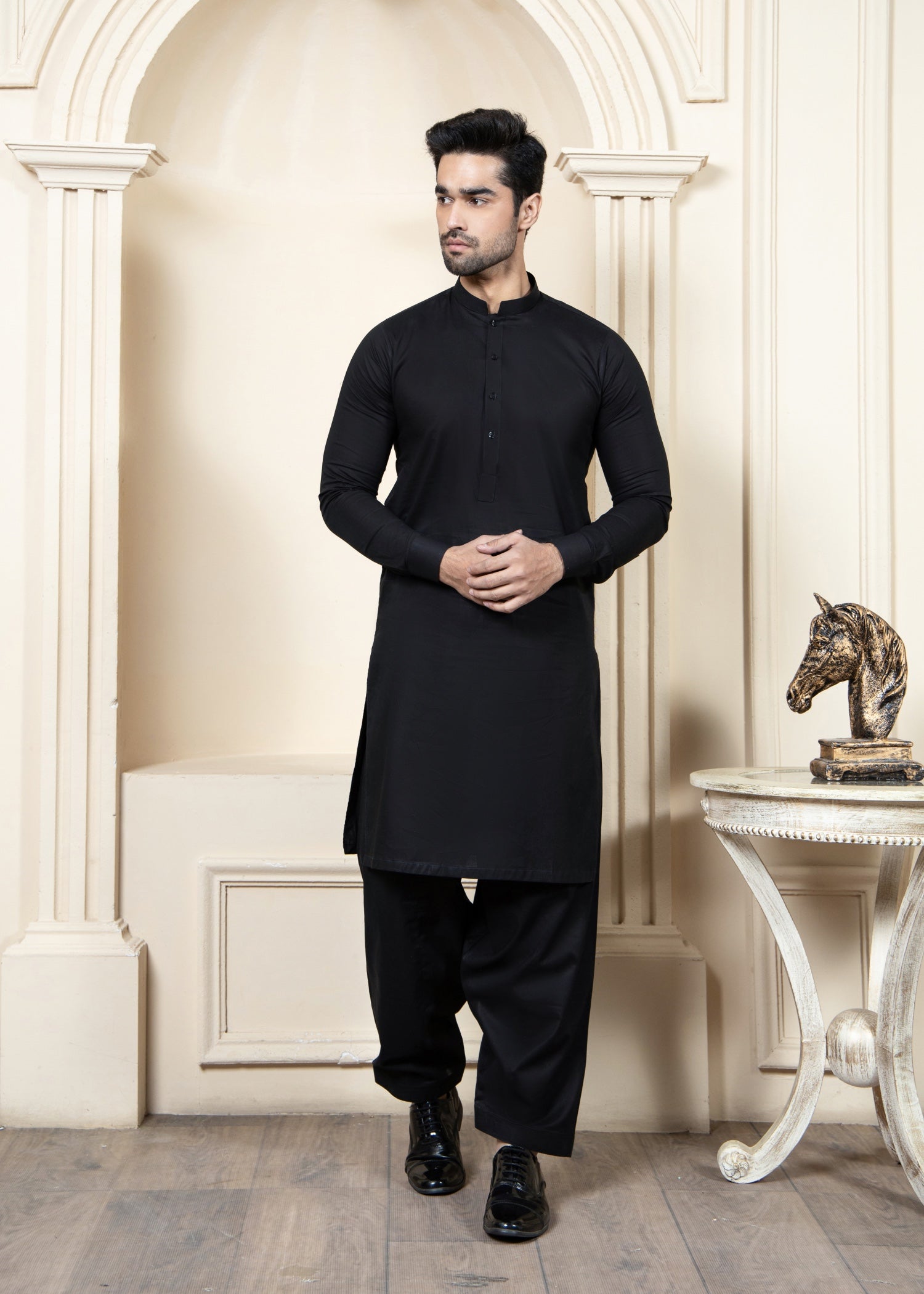 boski Shalwar Kameez in Black