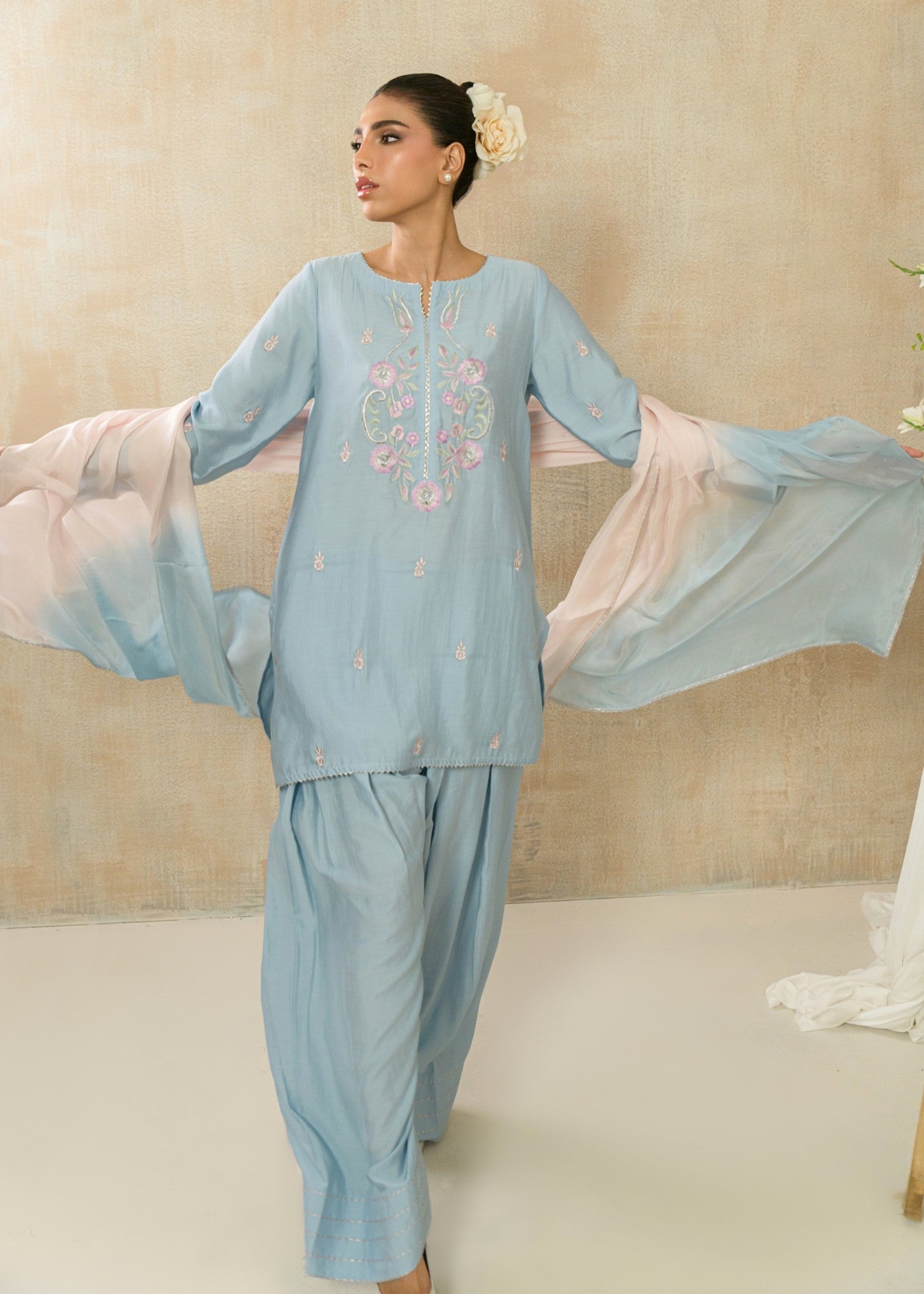 viscose modal Kurta Set in Powder blue