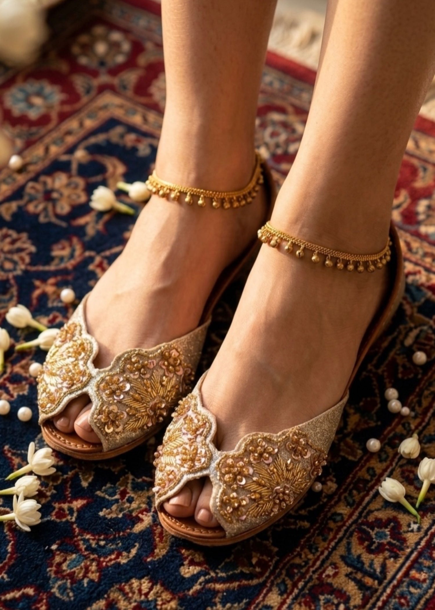 Khussa in Gold by - High Quality Women Khussa DPK0061