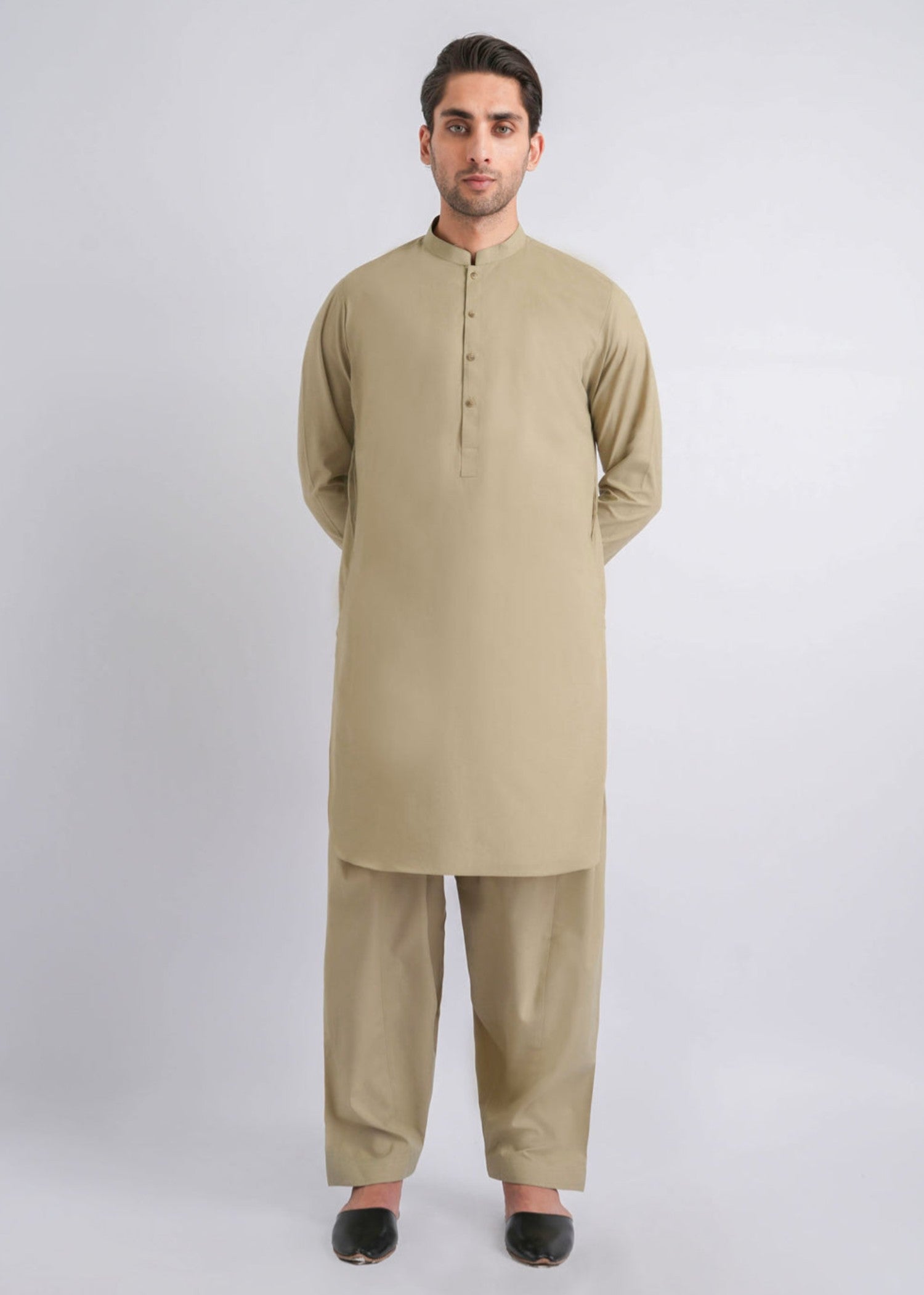 karandi Shalwar Kameez in Sage green