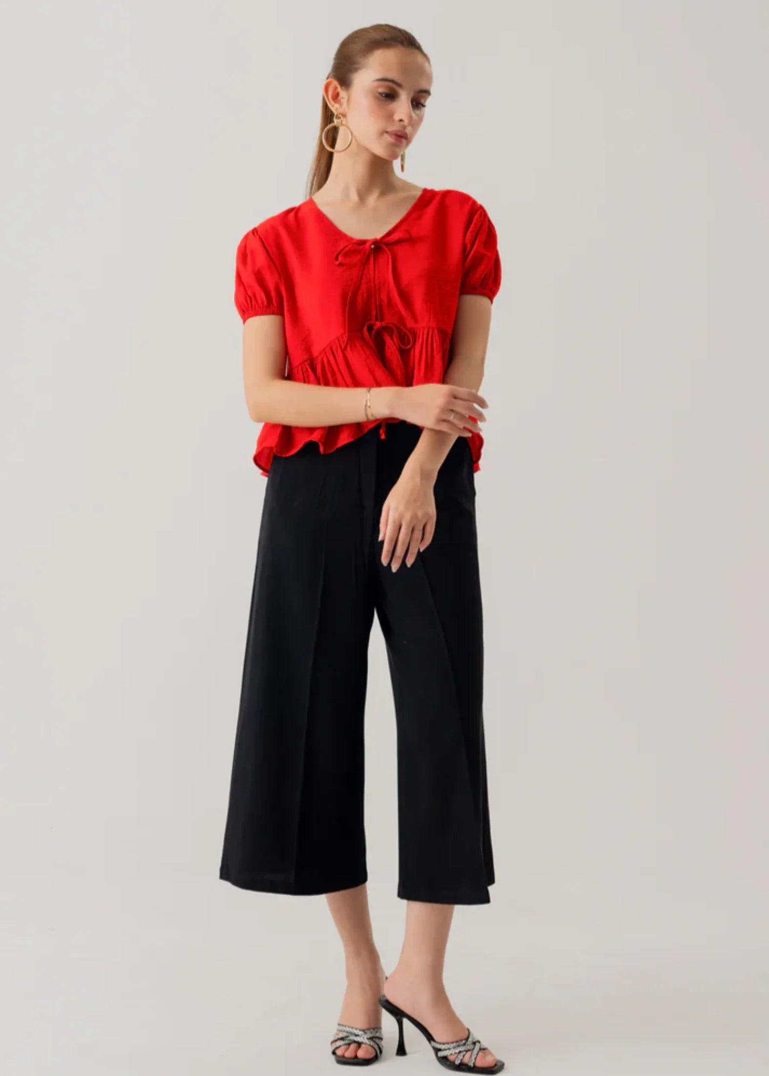 poly silk Top in Red
