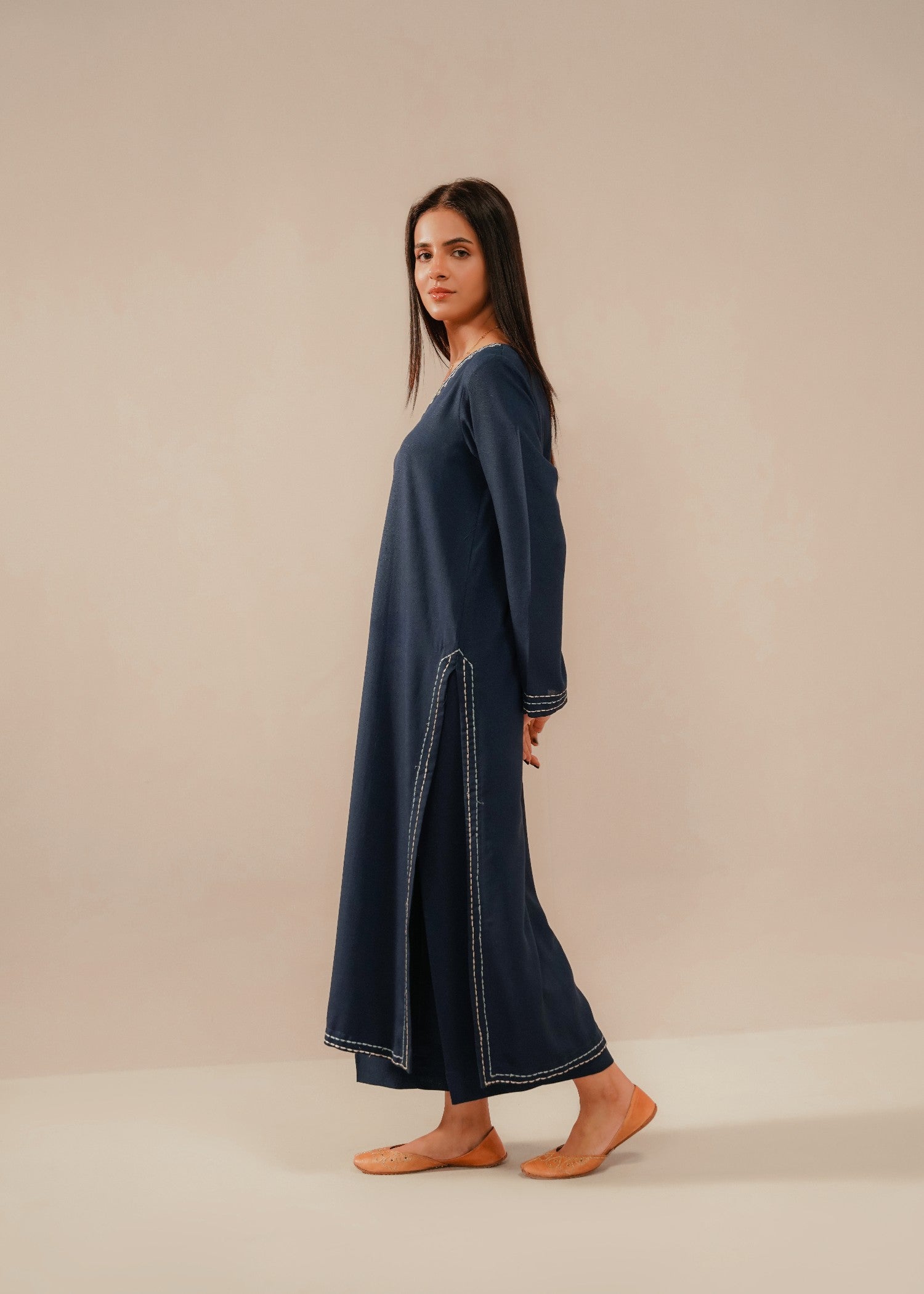 silk karandi Co Ord Sets in Navy blue