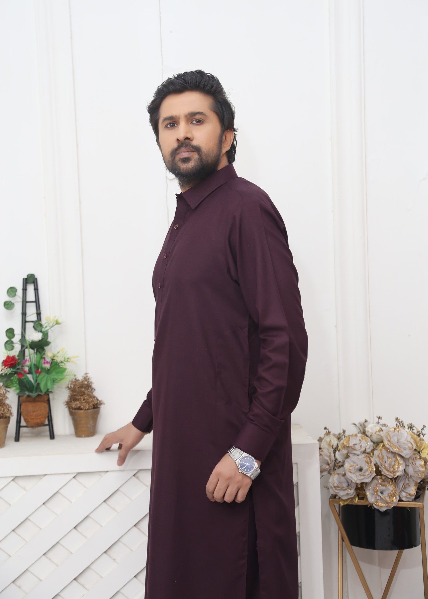 wash & wear Shalwar Kameez in Deep purple