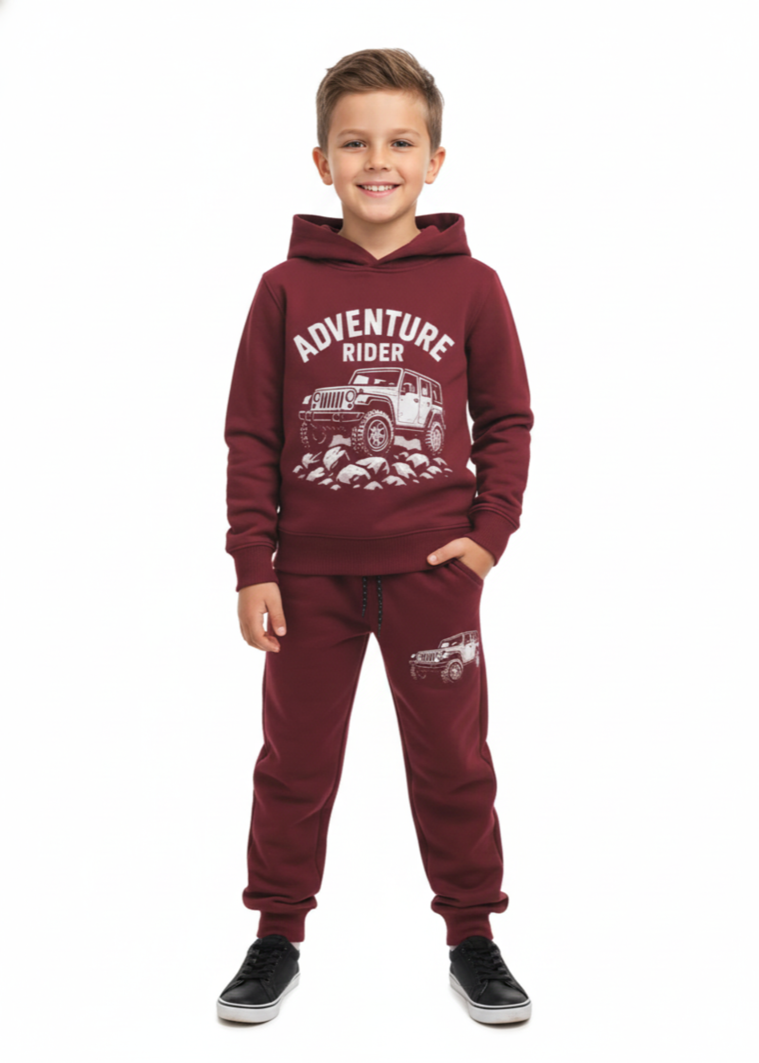 fleece Tracksuit in Burgundy