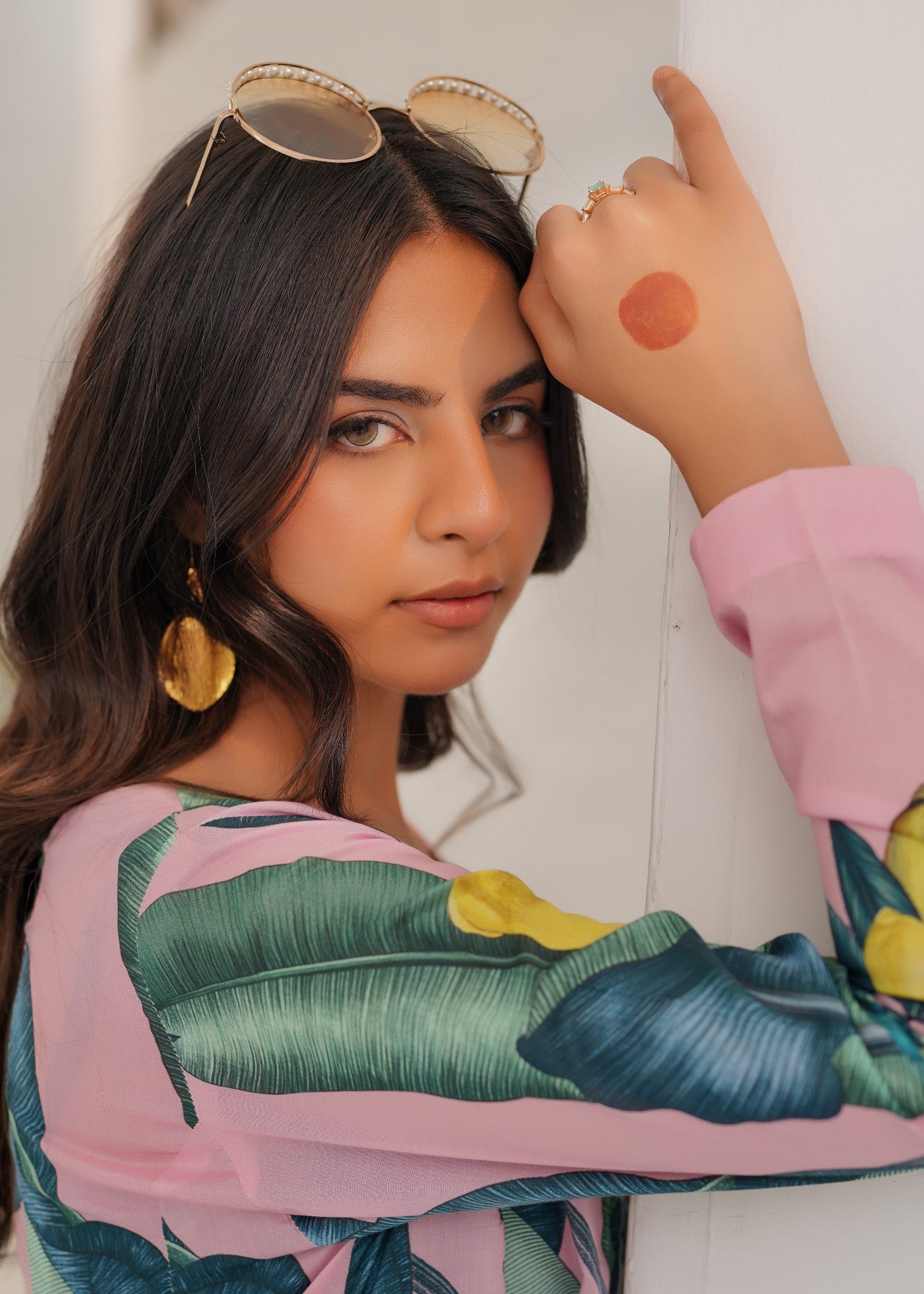 lawn Angrakha in Pink