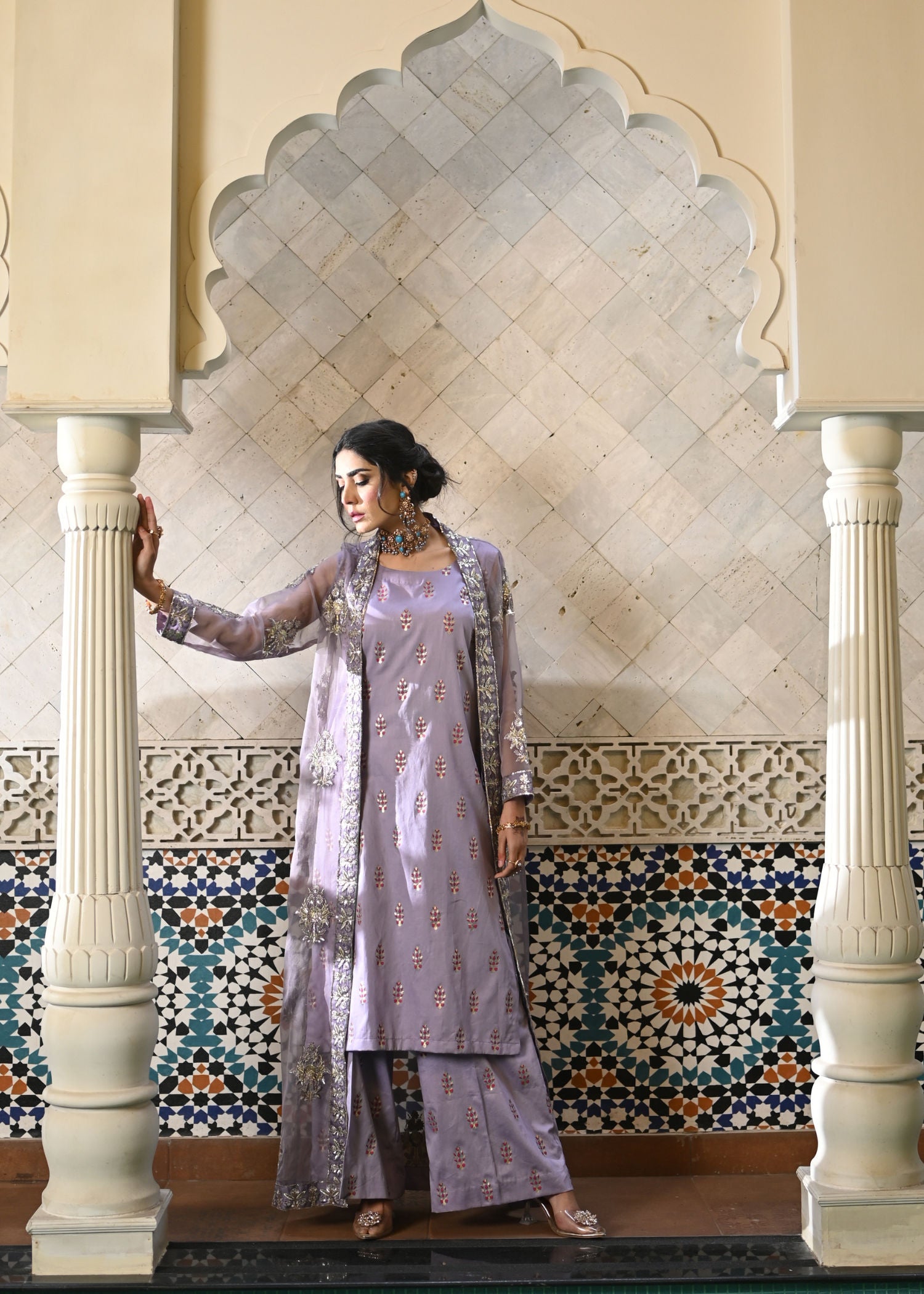 cotton satin Gown in Lavender