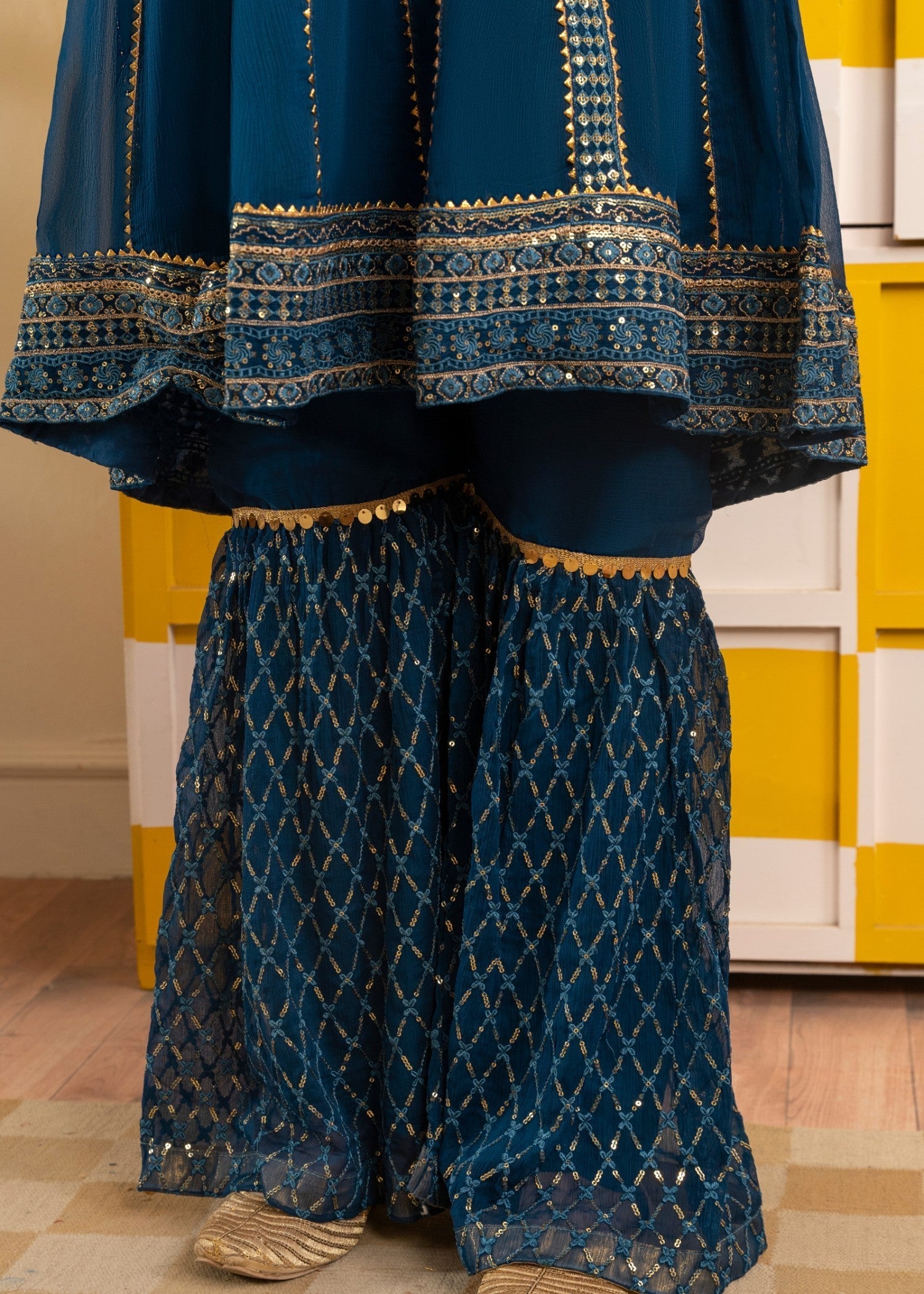 chiffon Short Frock in Teal