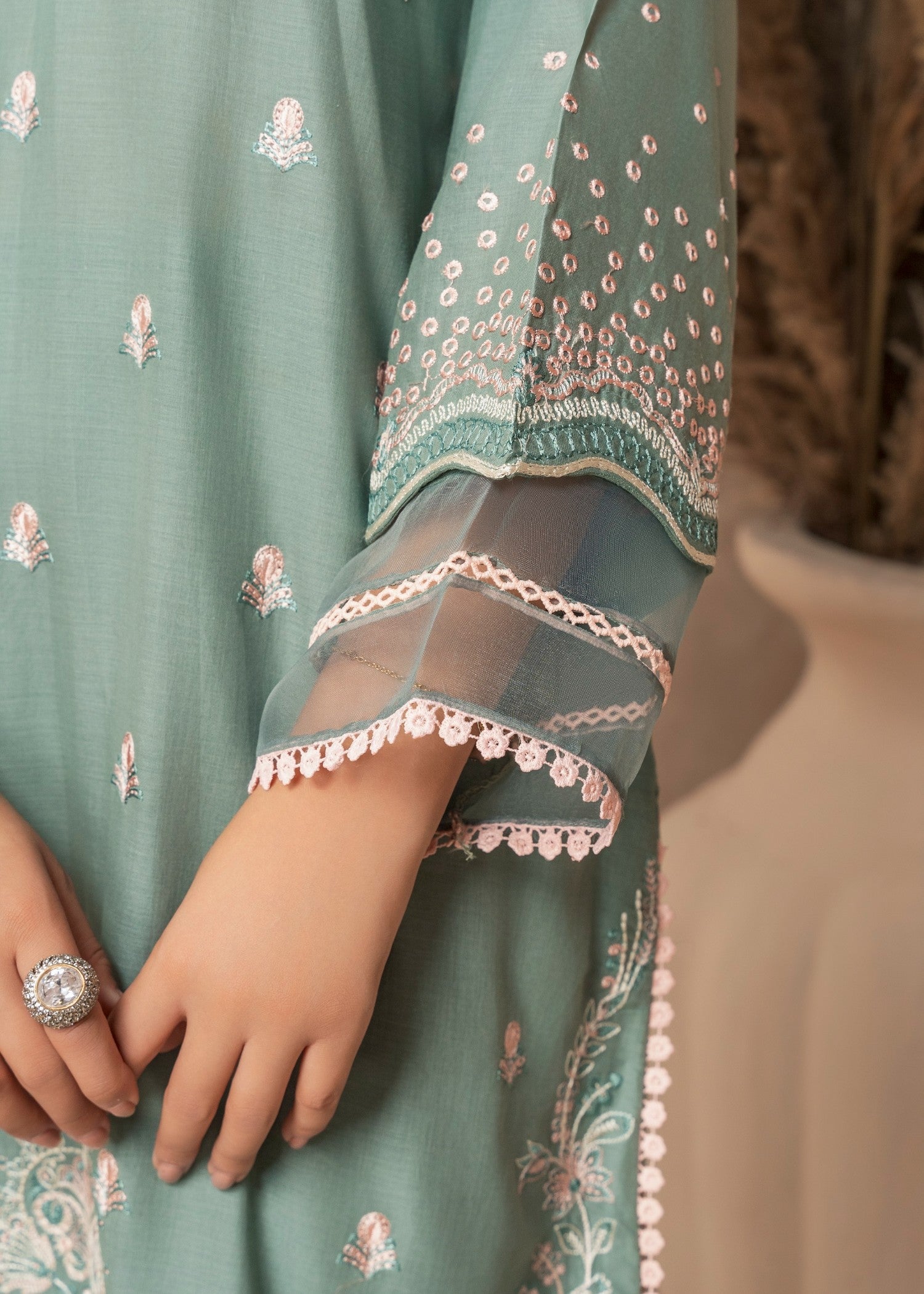 lawn Kurta Set in Pastel green