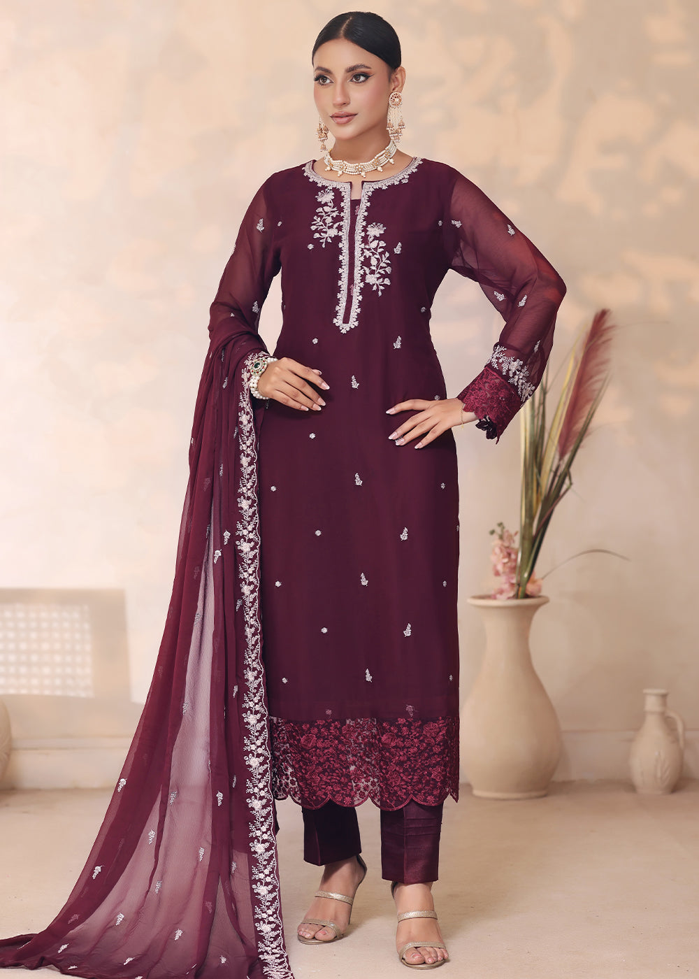 chiffon Unstitched in Plum